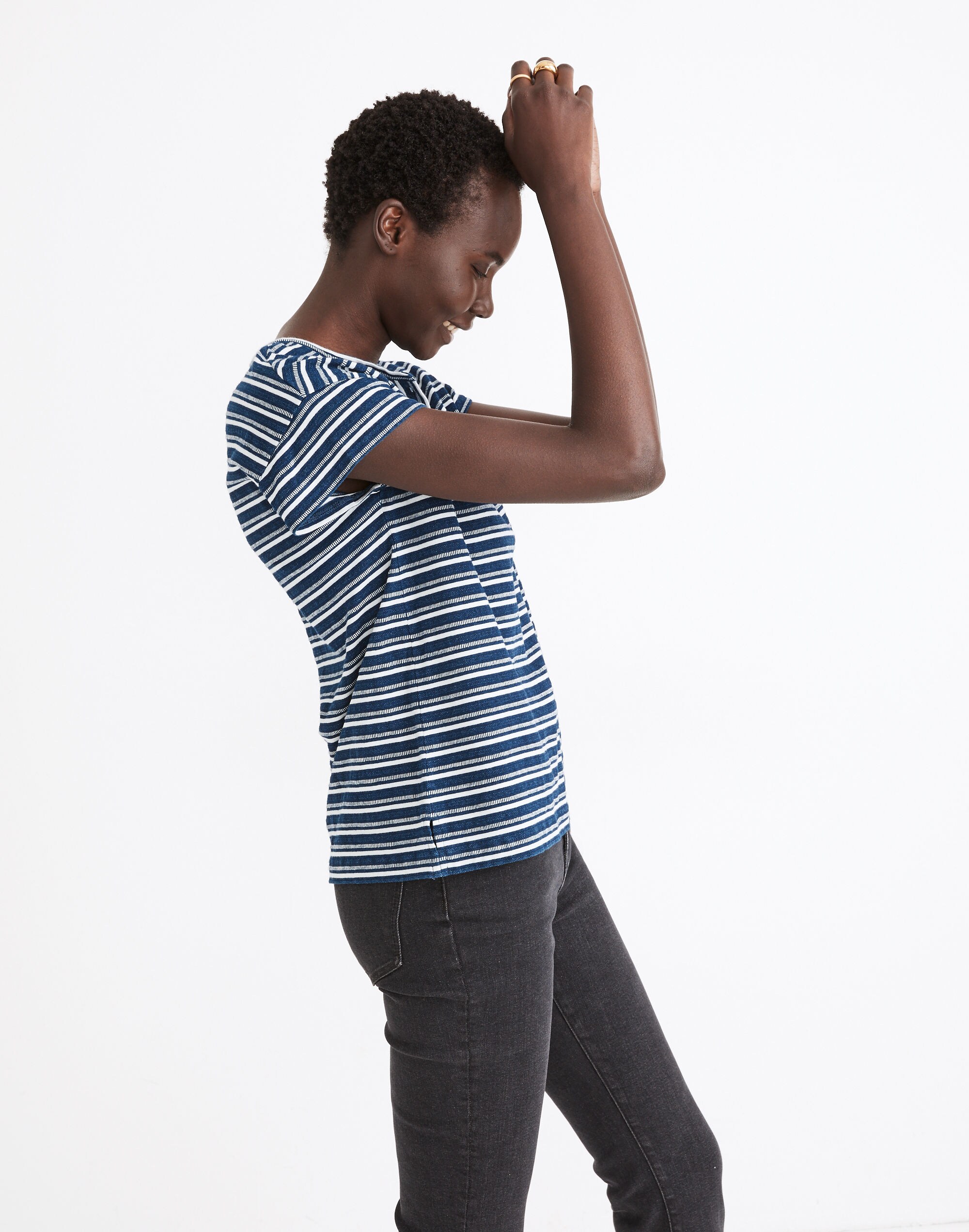 Brother Henley Tee in Indigo Stripe