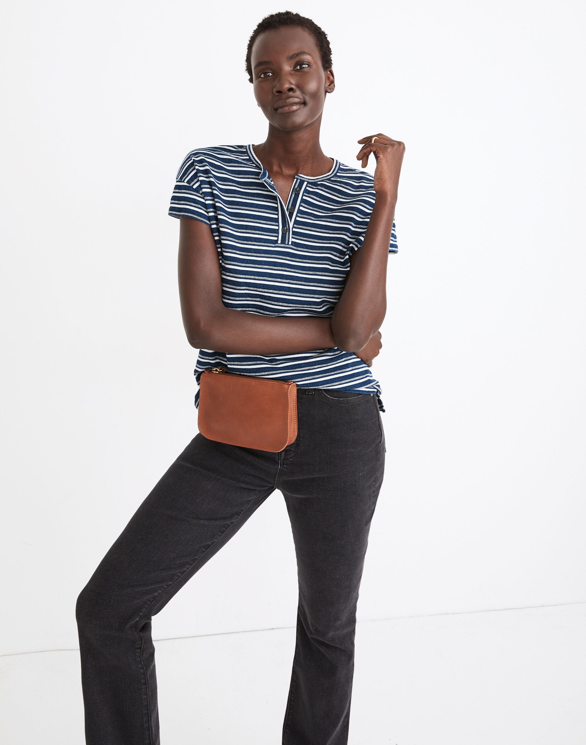 Brother Henley Tee in Indigo Stripe