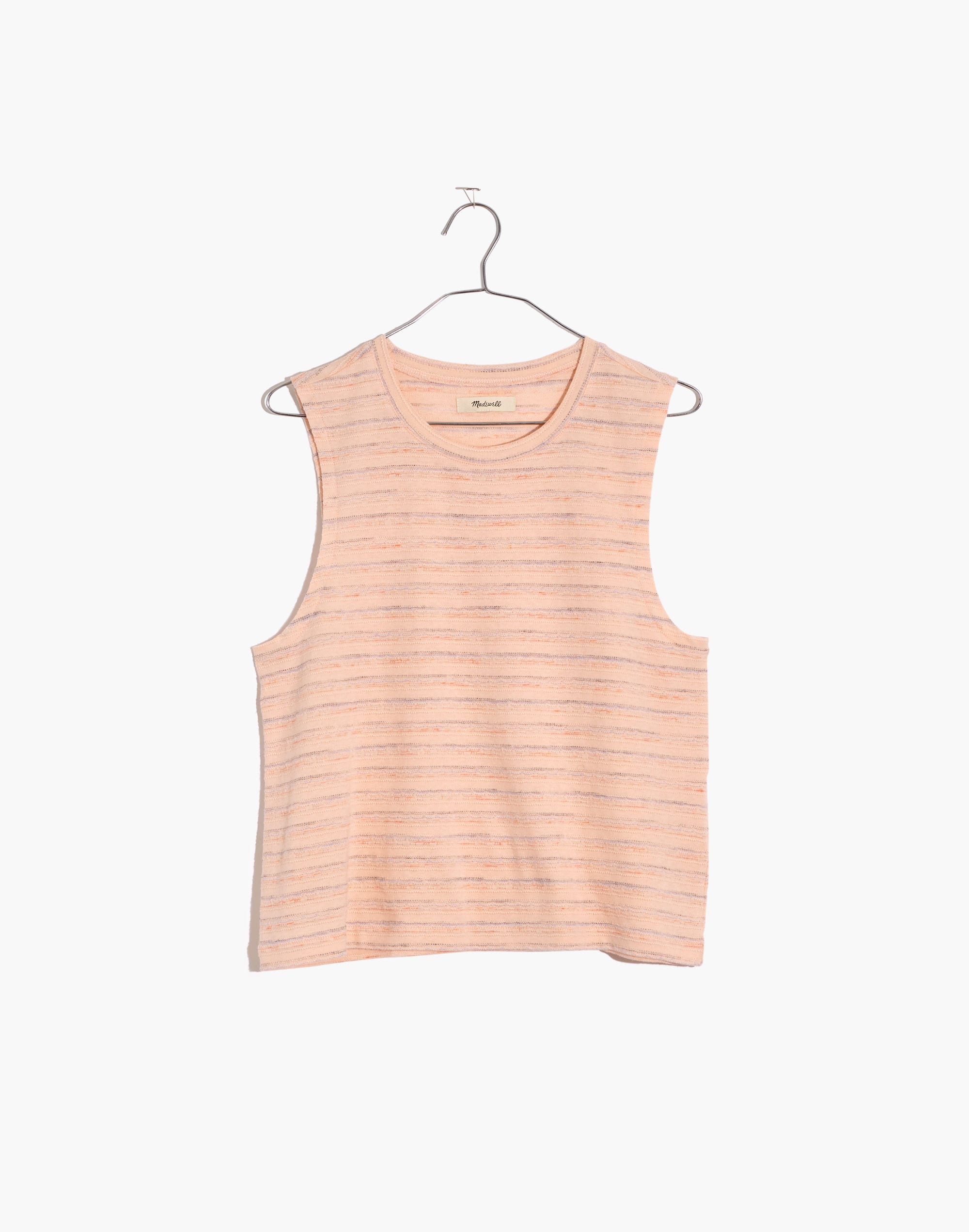 Raw-Edged Hangout Muscle Tank in Textured Stripe