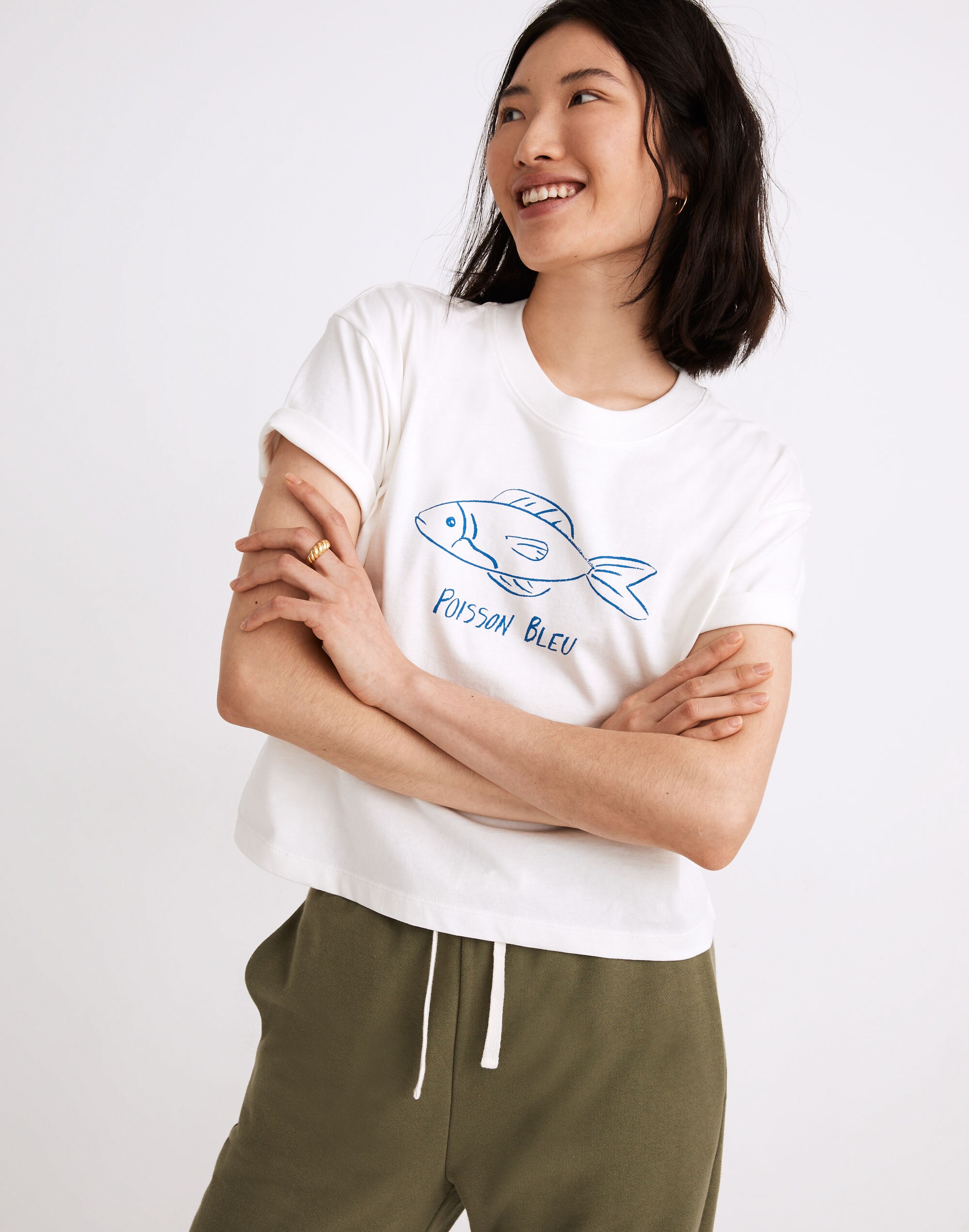 Le Poisson Bleu Graphic Easy Crop Tee