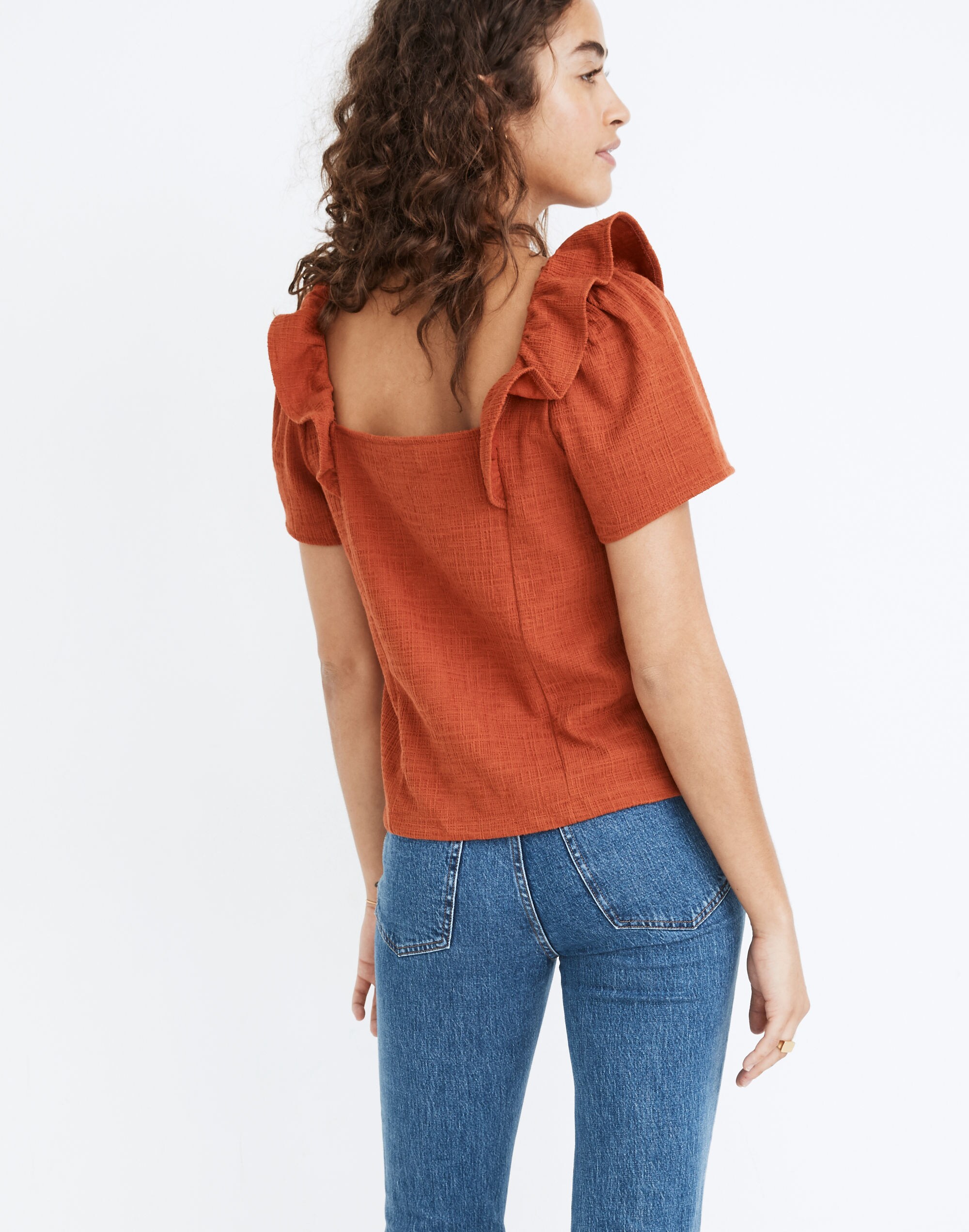 Crosshatch Ruffled Top