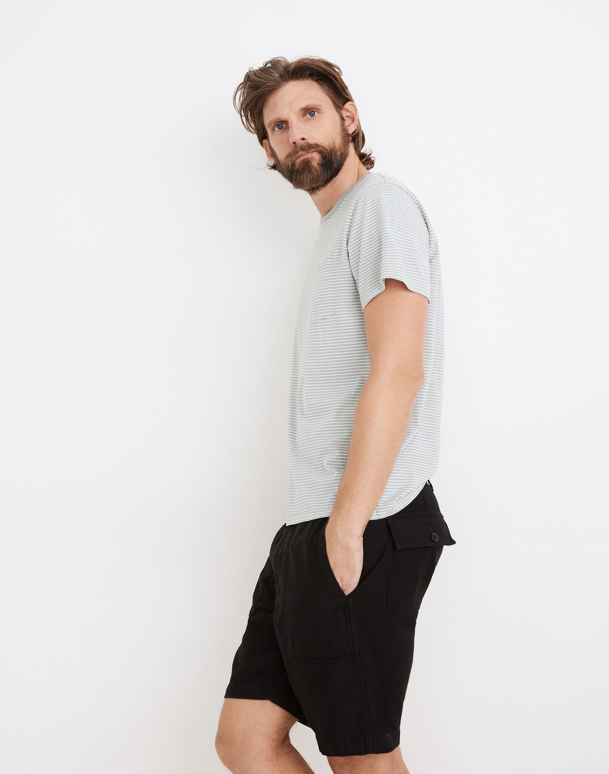 Pima Low-Key Pocket Tee in Romley Stripe