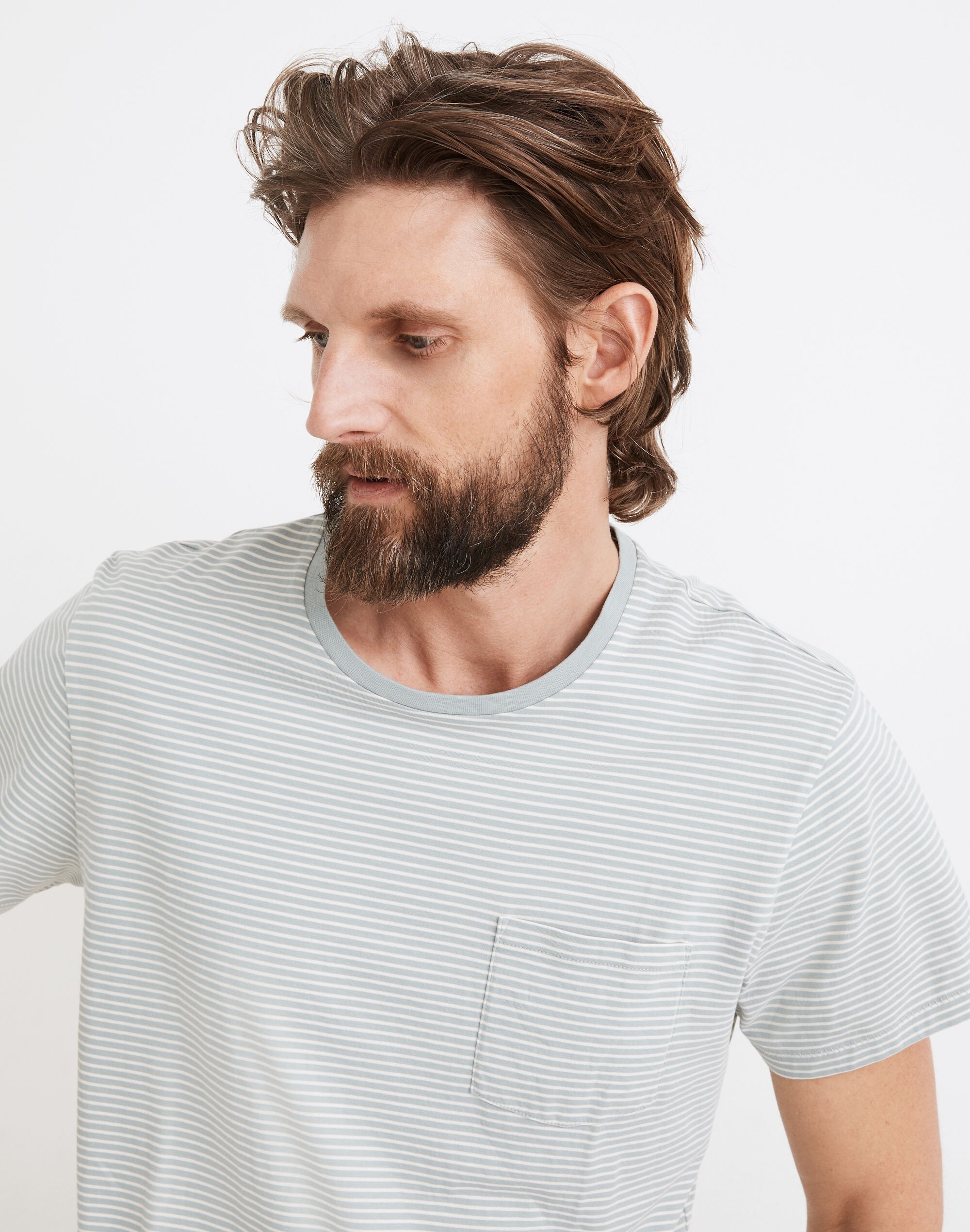 Pima Low-Key Pocket Tee in Romley Stripe