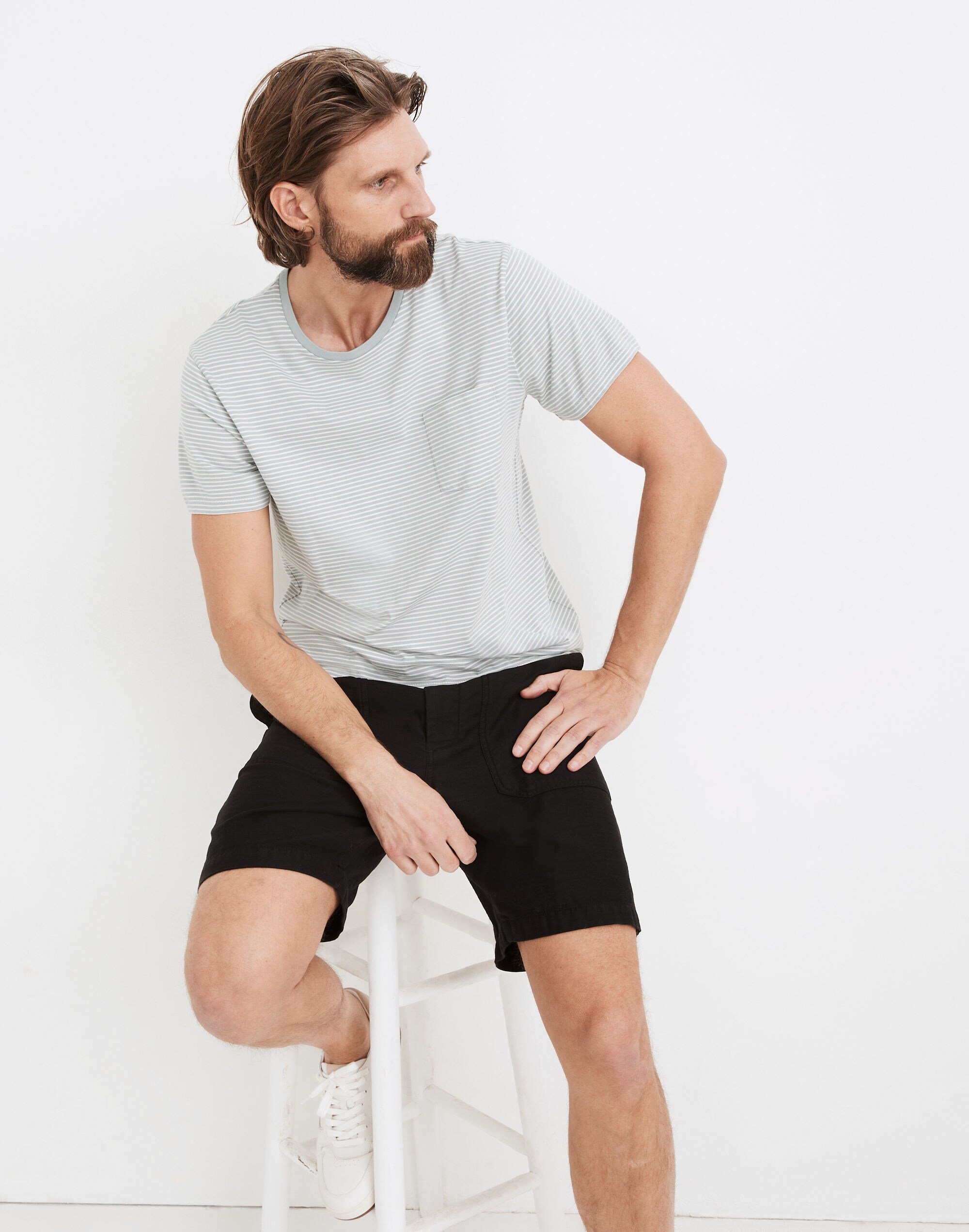 Pima Low-Key Pocket Tee in Romley Stripe