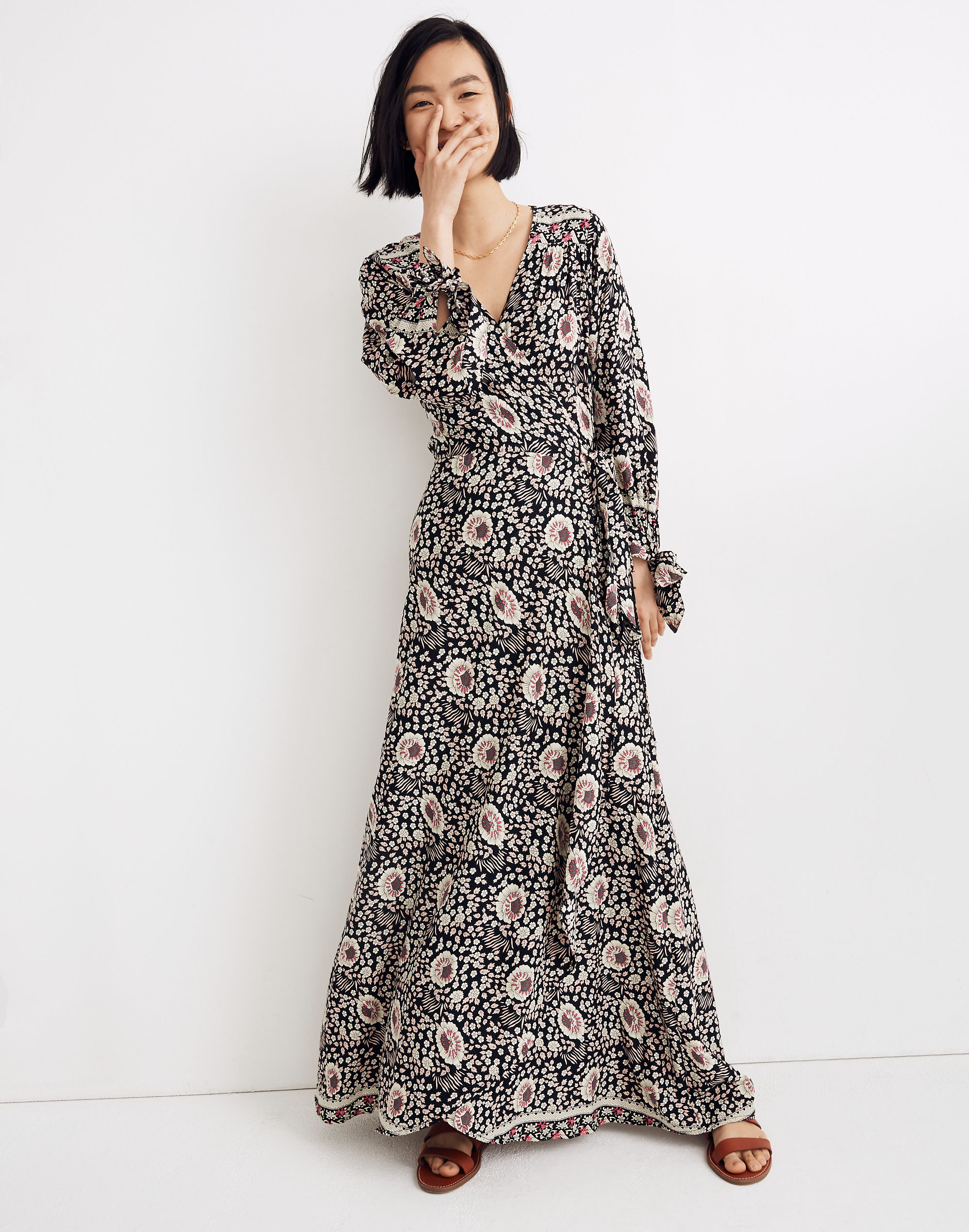 natalie martin floral danika long-sleeve dress