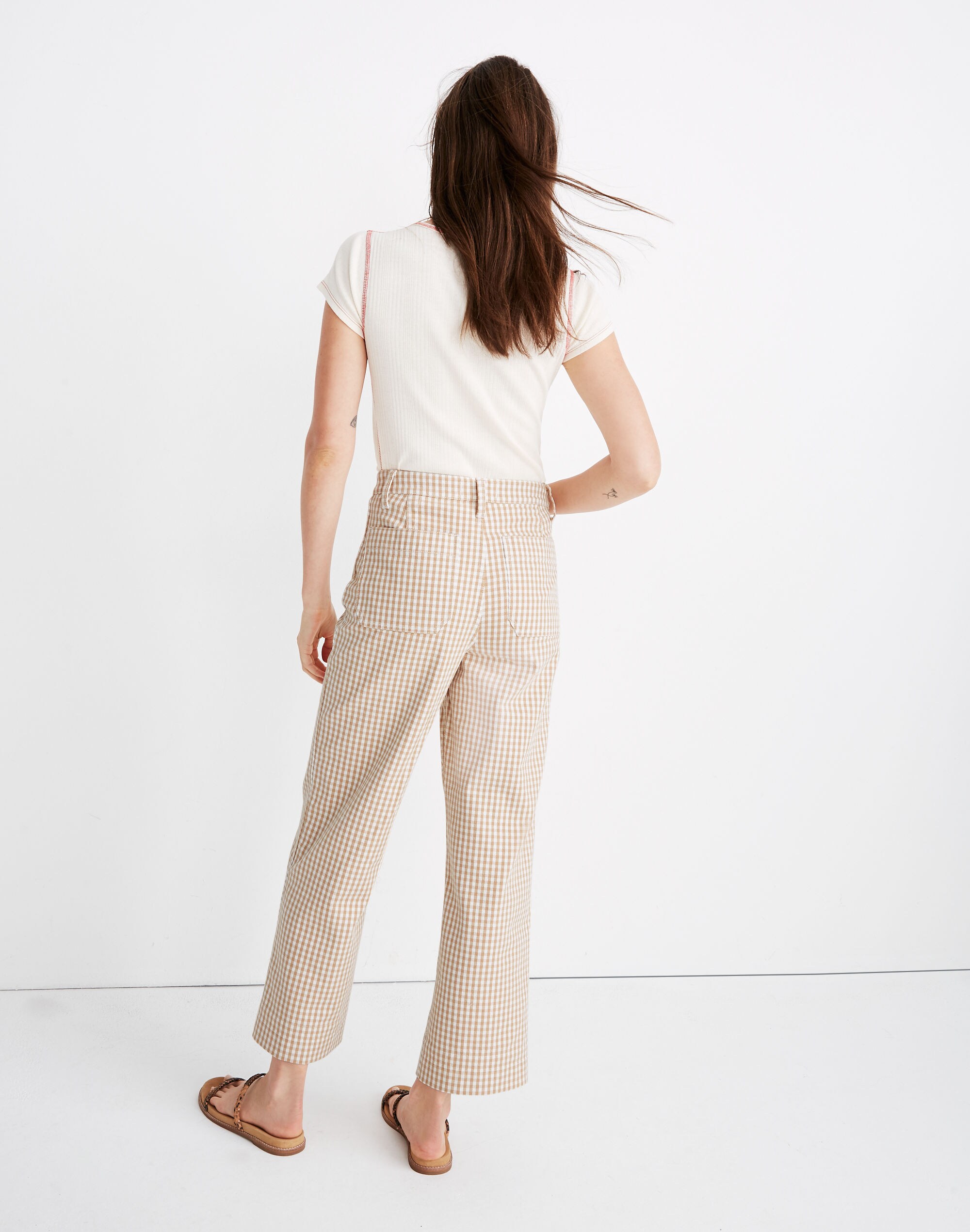 Slim Emmett Wide-Leg Pants in Gingham Check