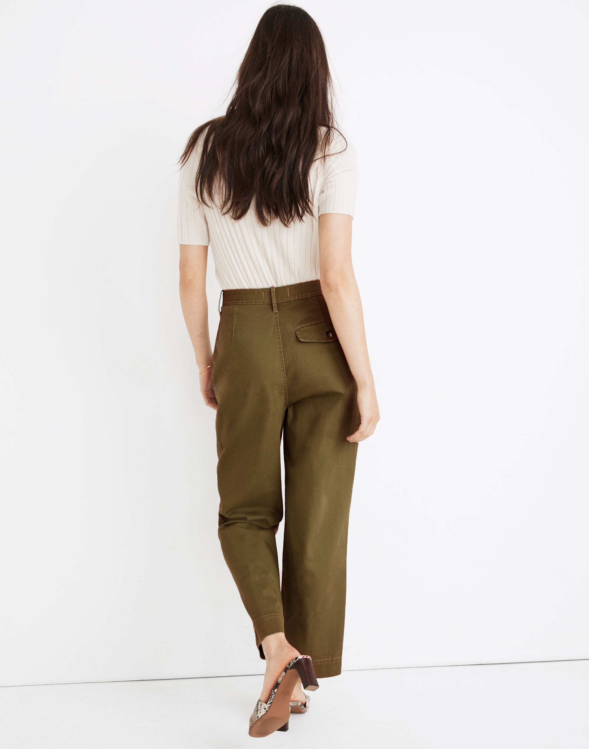 Pleated Taper Wide-Leg Pants