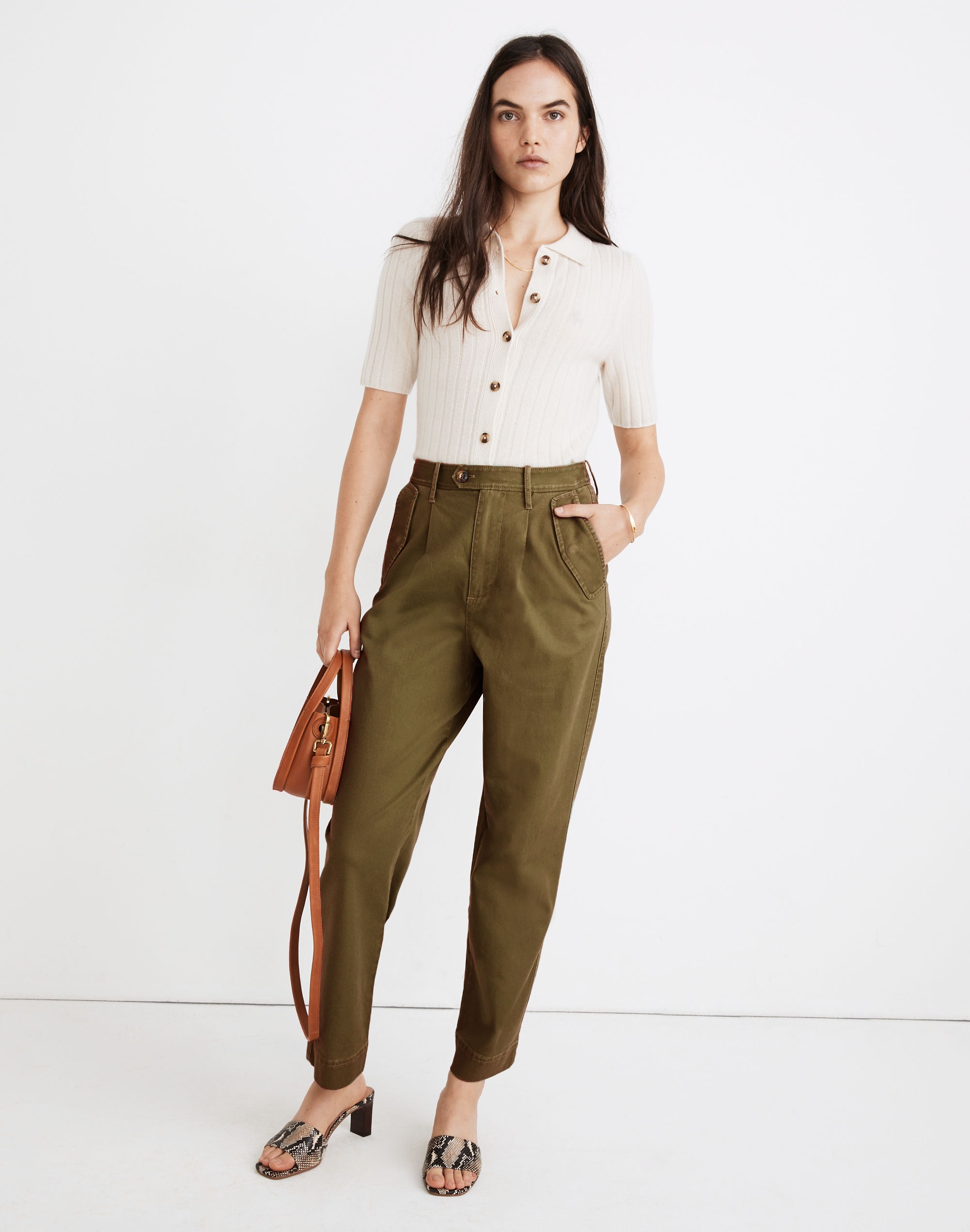 Pleated Taper Wide-Leg Pants