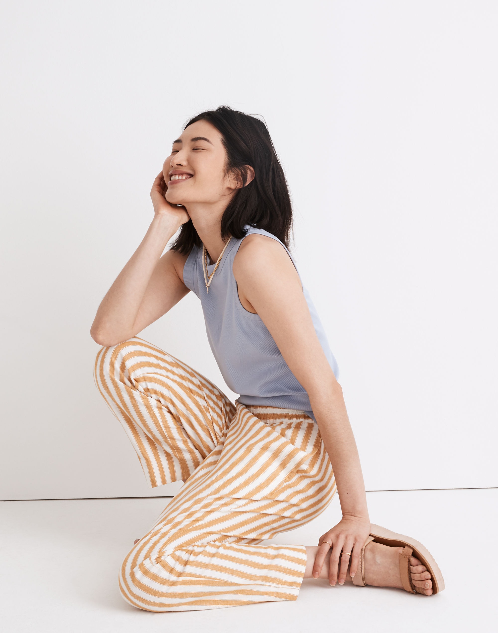 Tall Tapered Huston Pull-On Crop Pants in Stripe
