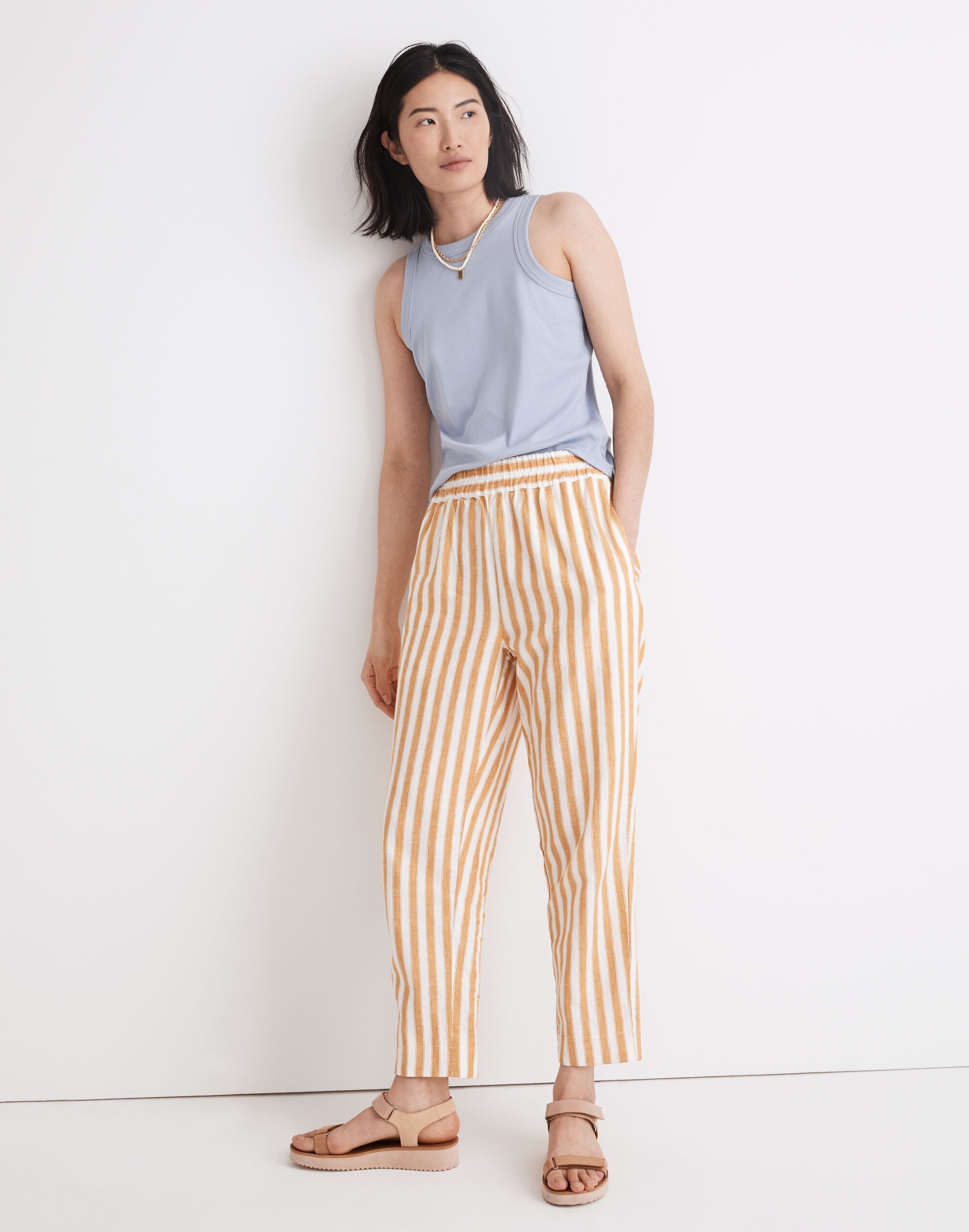 Tapered Huston Pull-On Crop Pants in Stripe