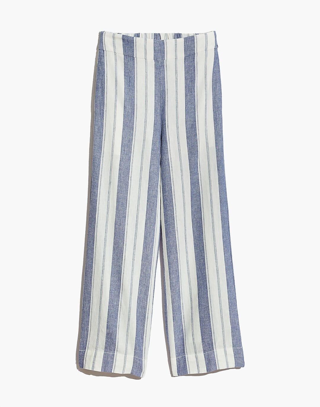 Linen-Cotton Huston Pull-On Crop Pants in Herringbone Stripe