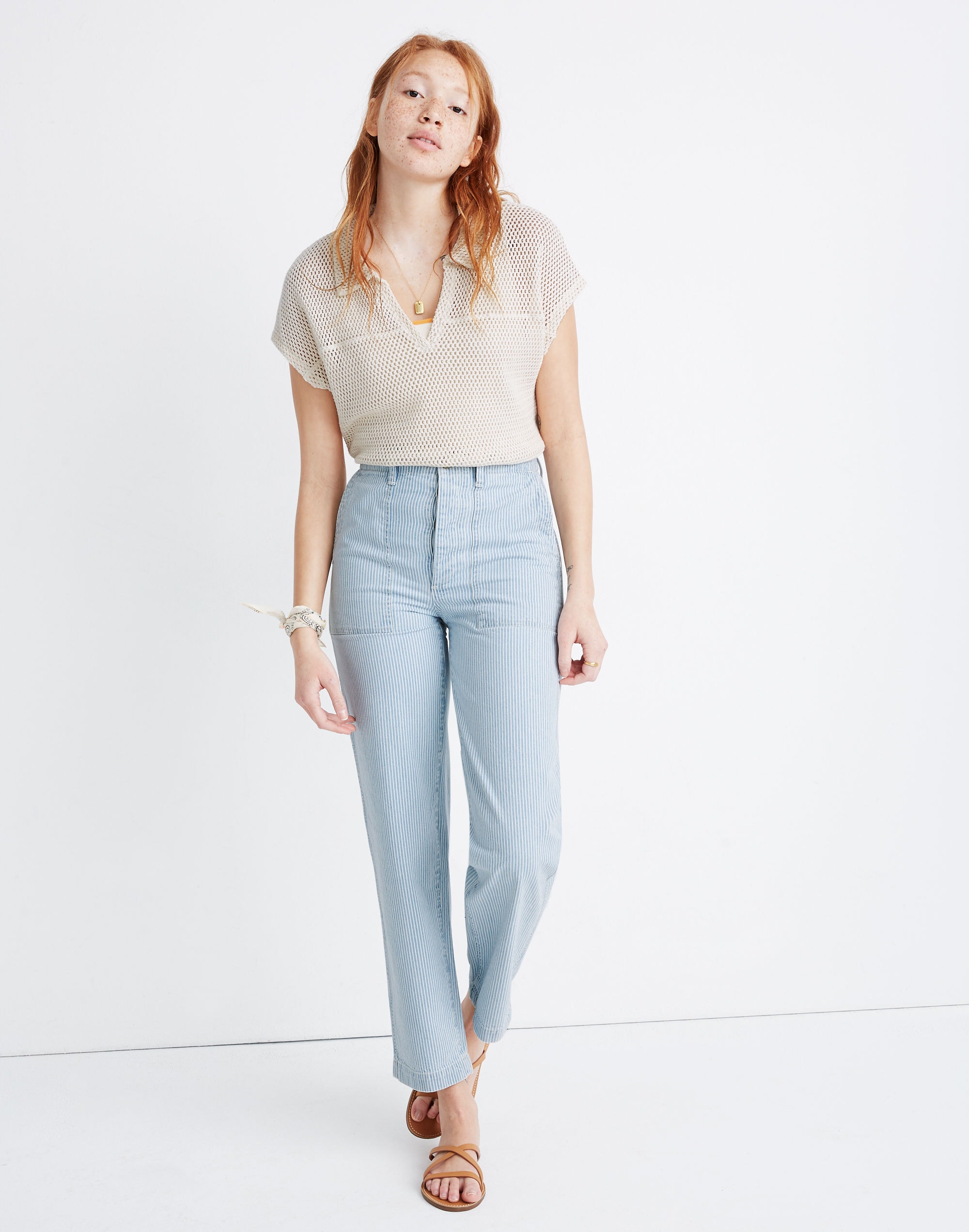 griff fatigue pants in indigo railroad stripe