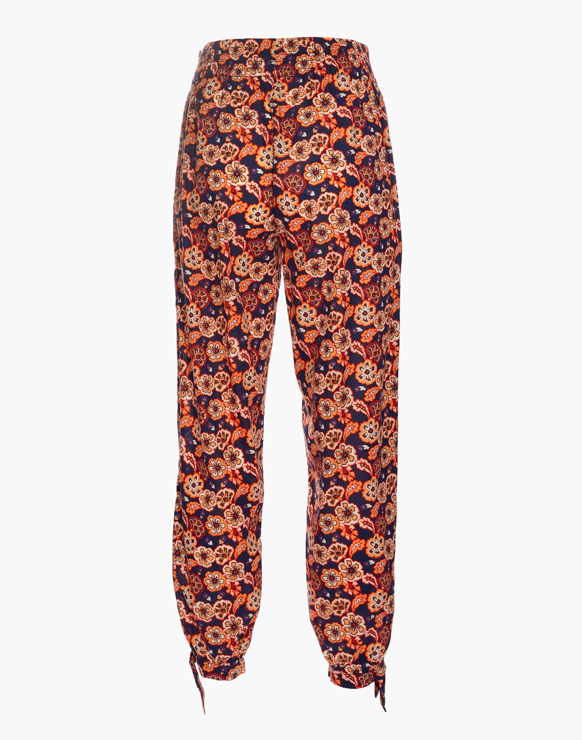 Madewell x Banjanan Smocked Ankle-Tie Pants in Floral Paisley