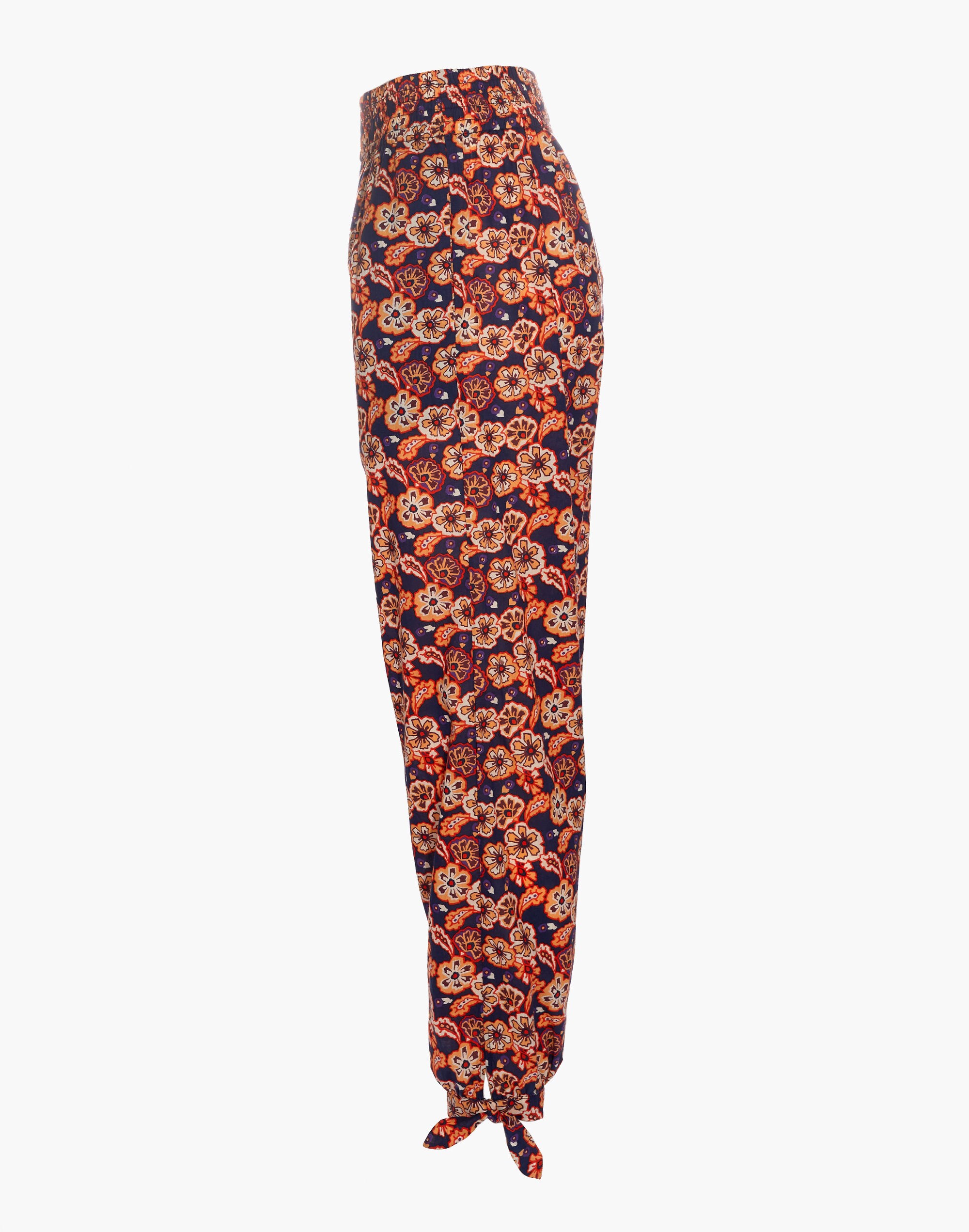 Madewell x Banjanan Smocked Ankle-Tie Pants in Floral Paisley