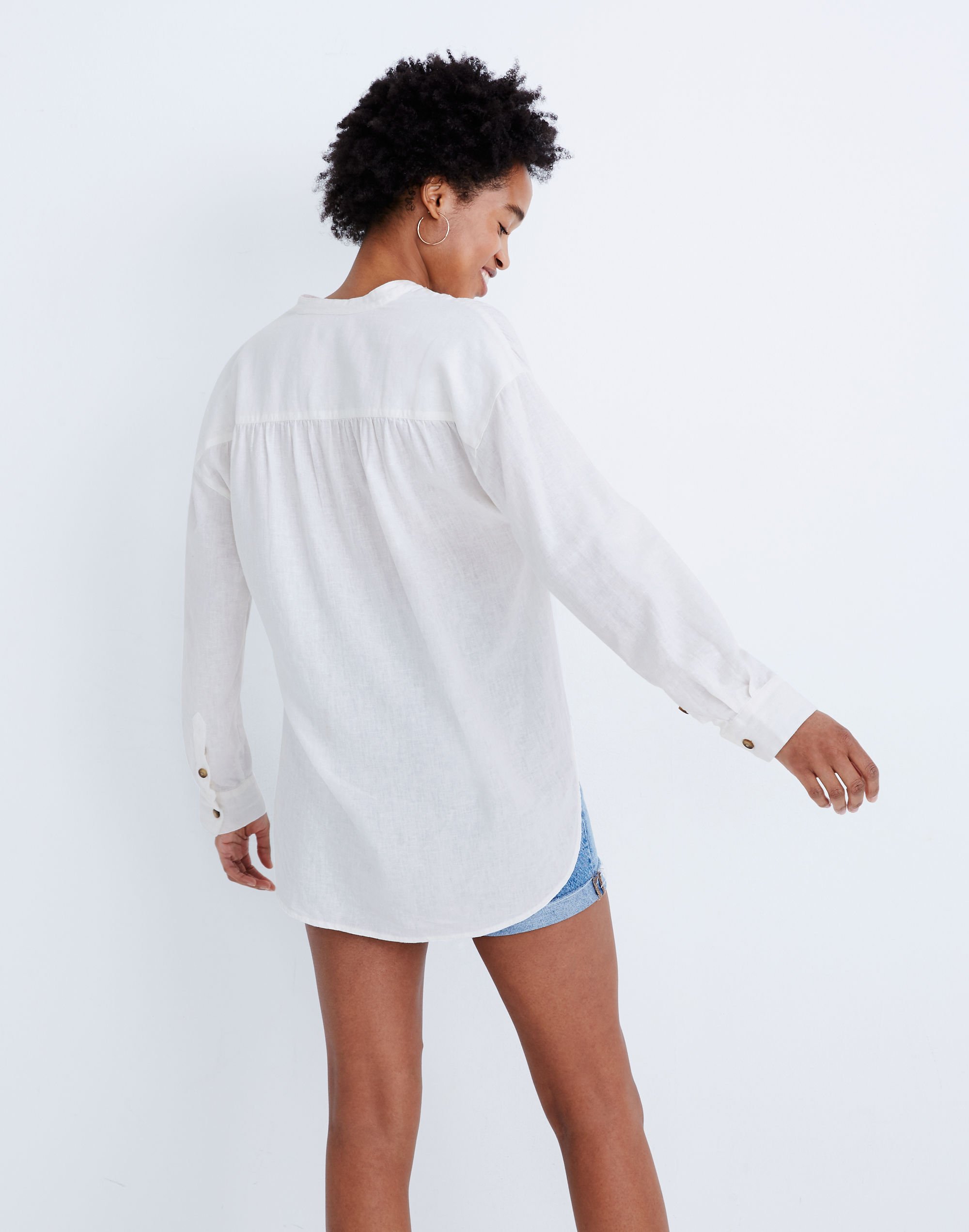 Linen-Blend Novella Popover Tunic Top