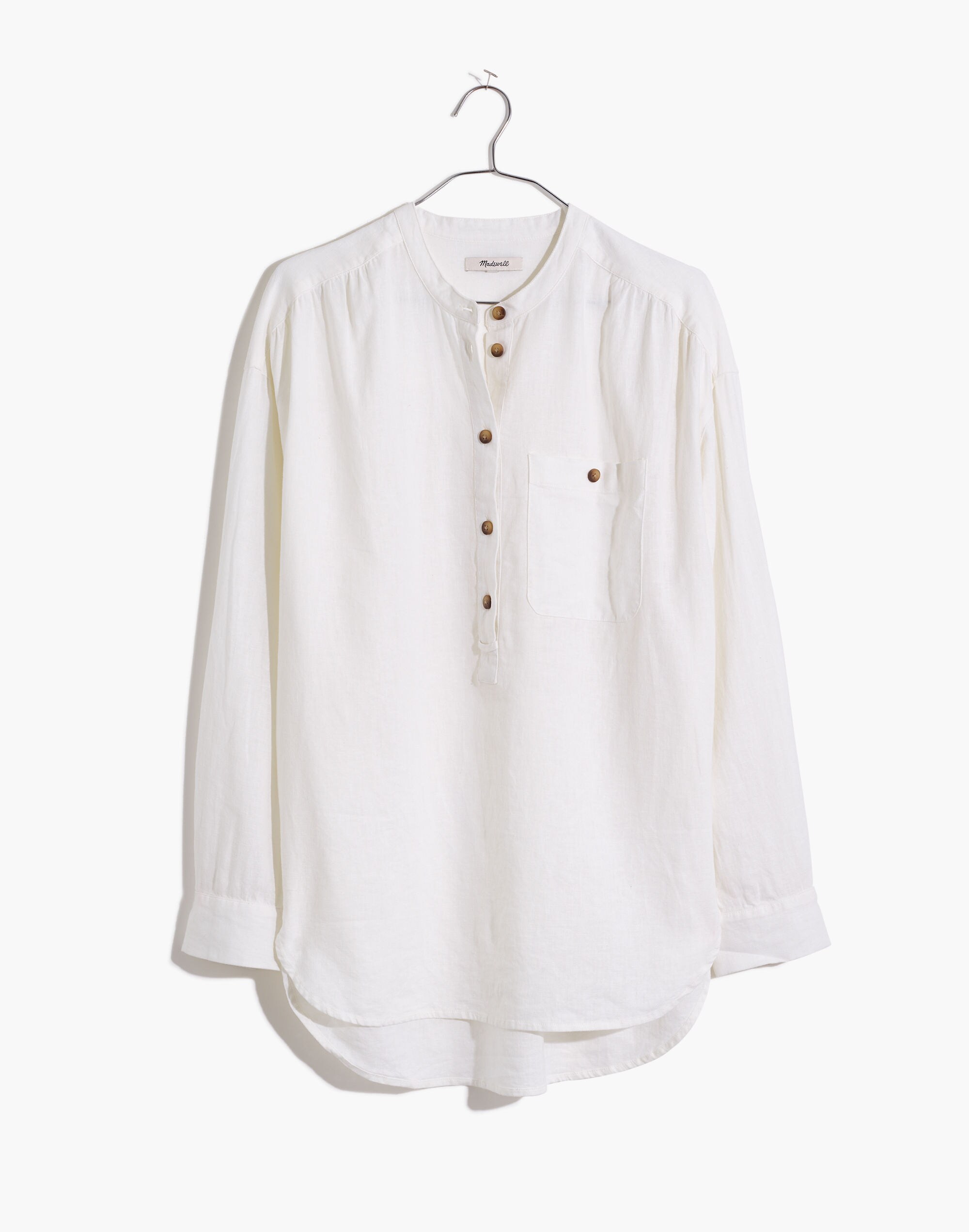 Linen-Blend Novella Popover Tunic Top