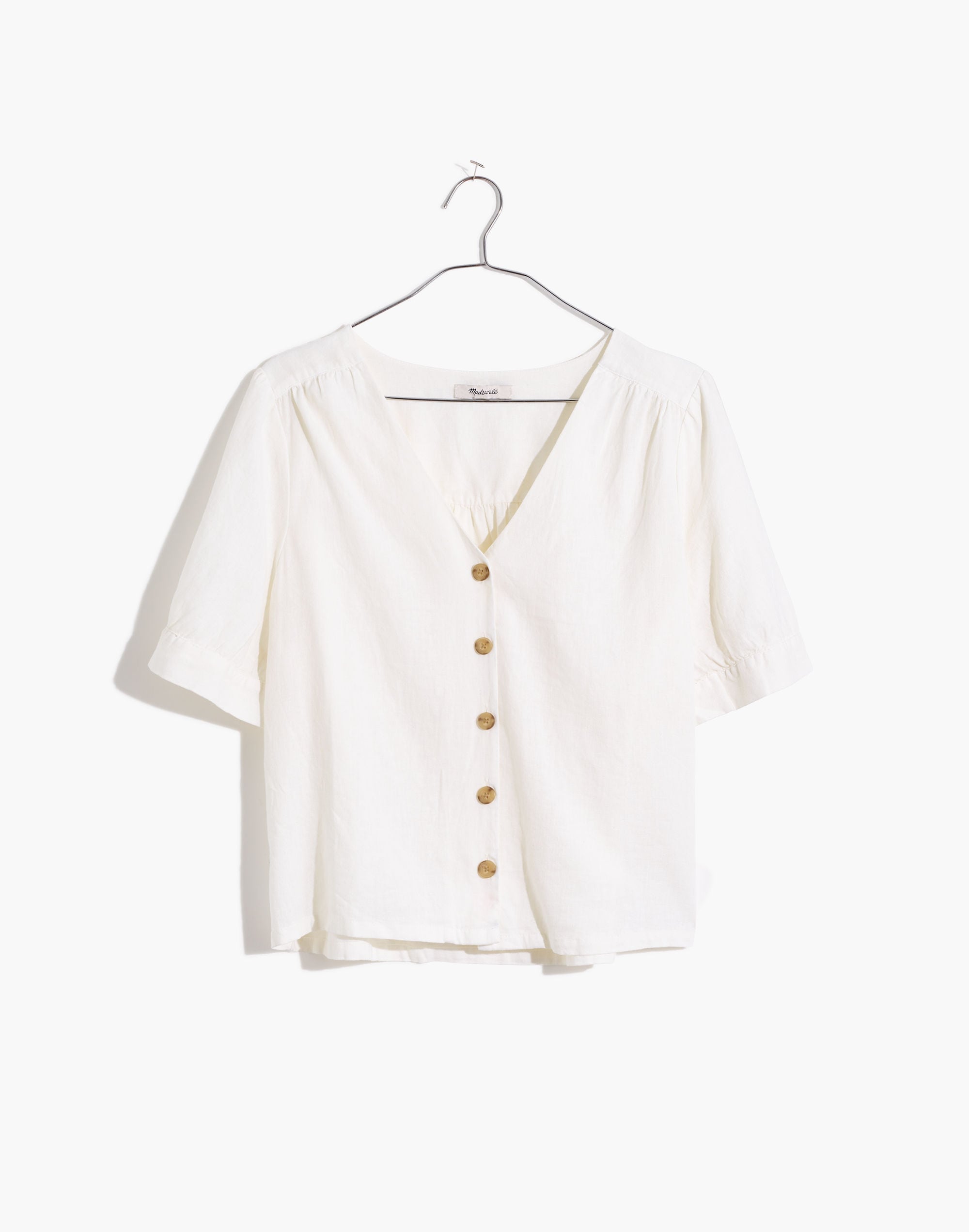 Linen-Blend Plaza Button-Front Shirt