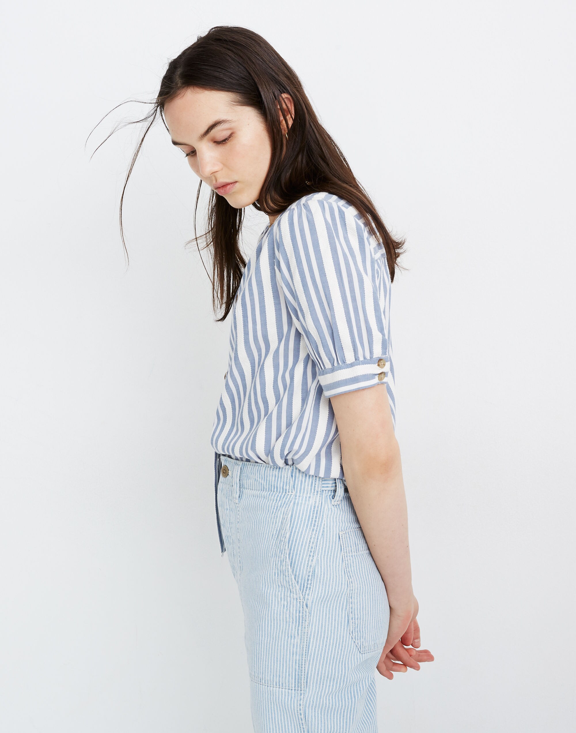 Plaza Button-Front Shirt in Stripe
