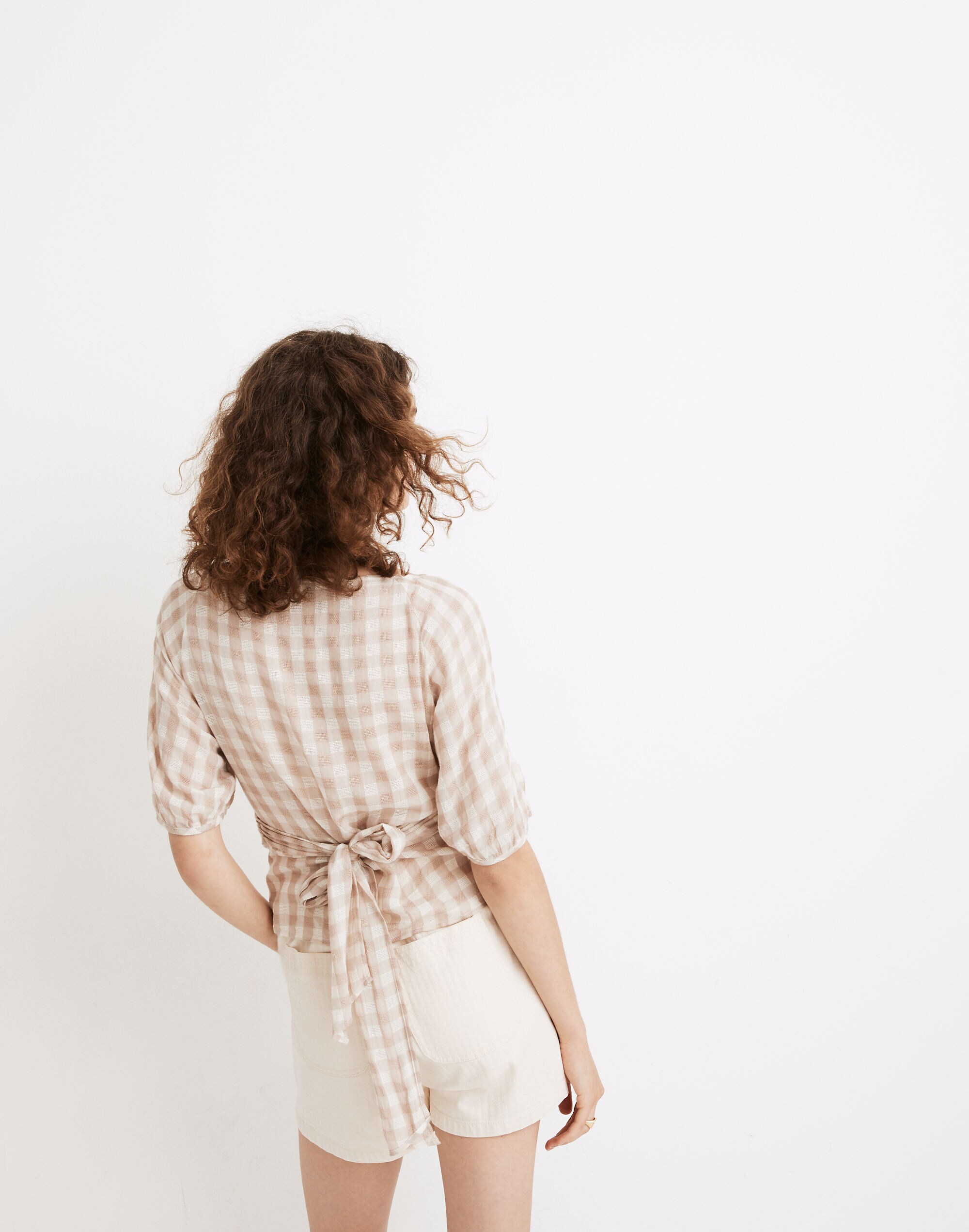 Sweetheart Wrap Top in Gingham Check