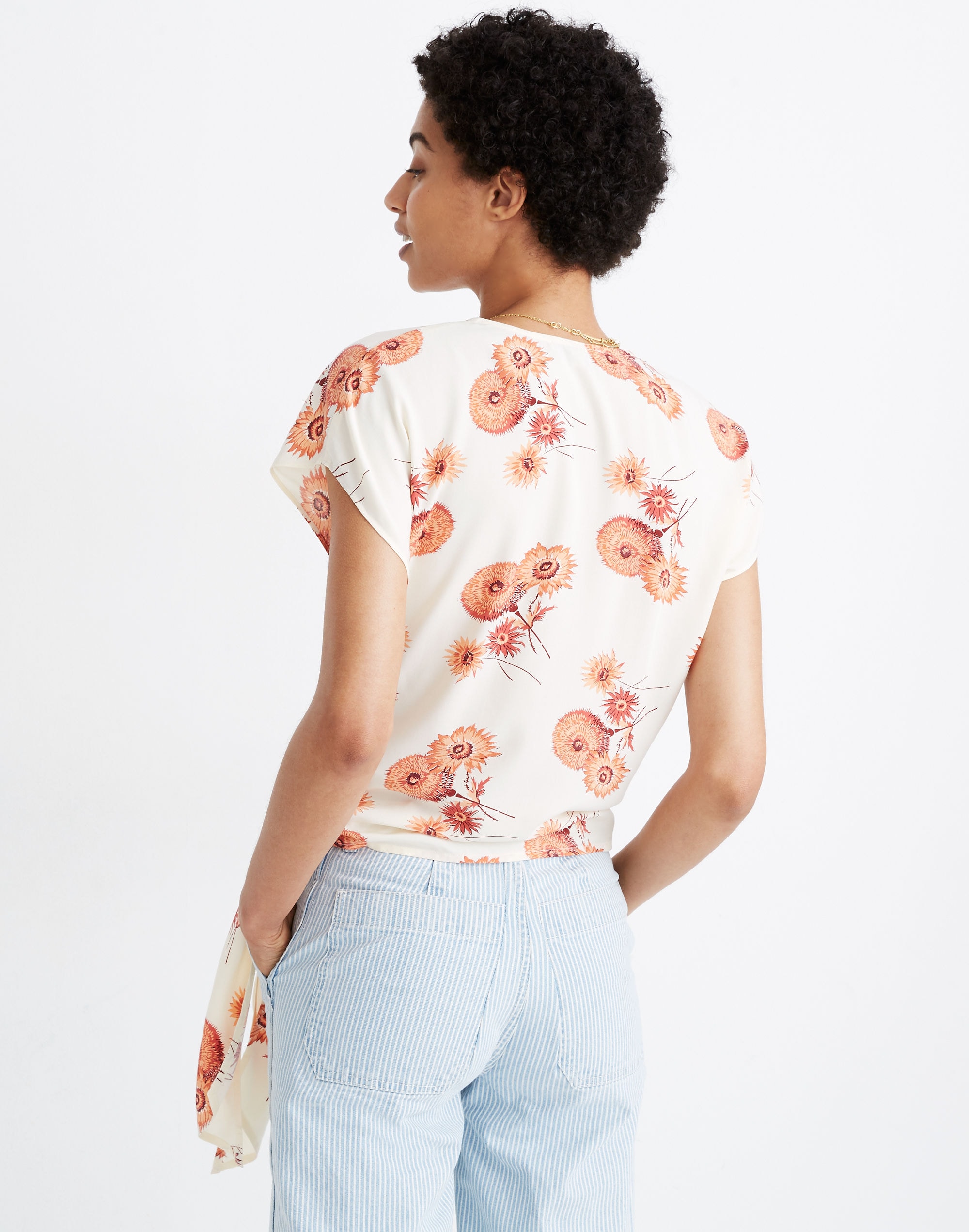 Sash-Tie Wrap Top in Dutch Dandelions