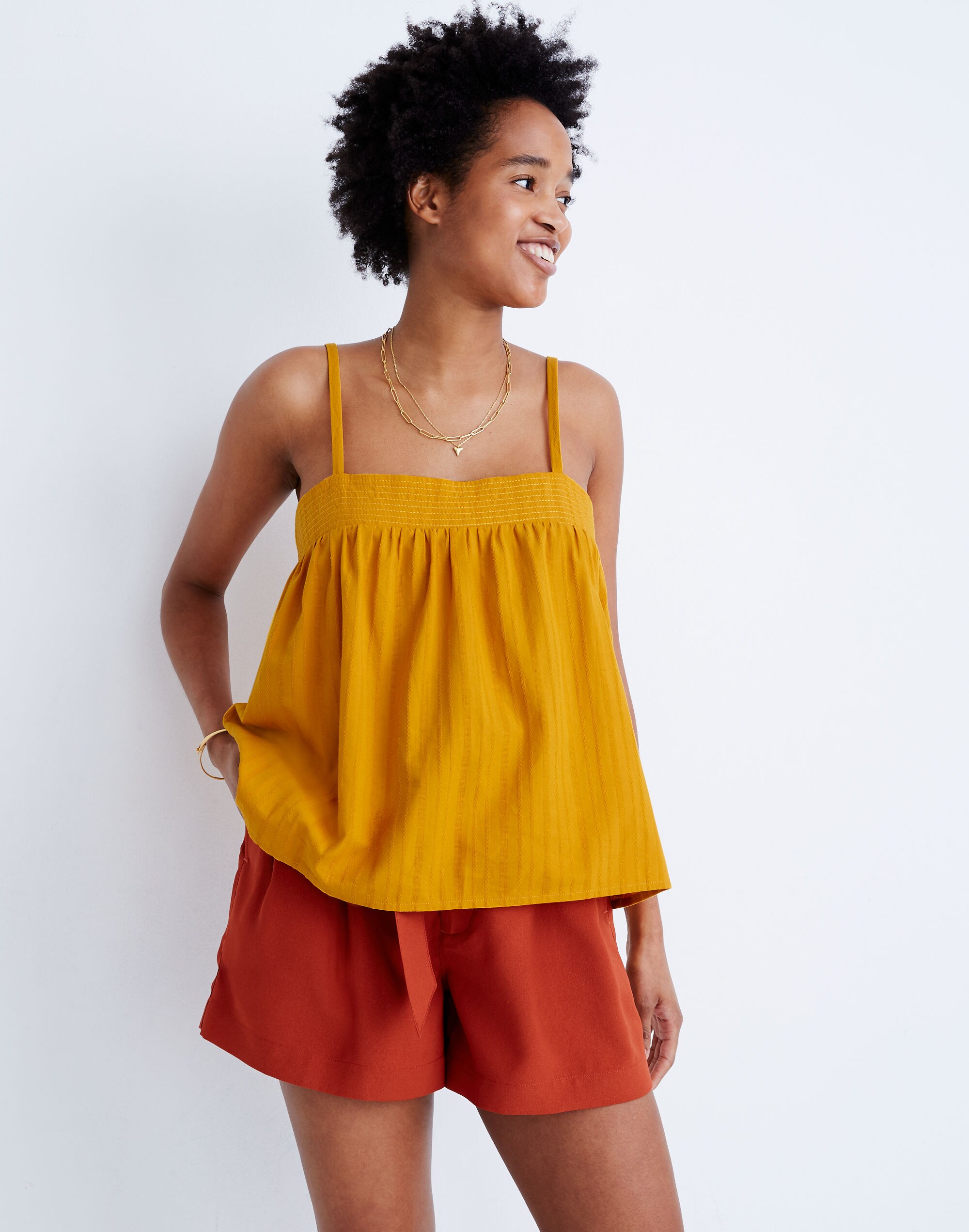 Stitched Swing Tank Top in Textured Stripe