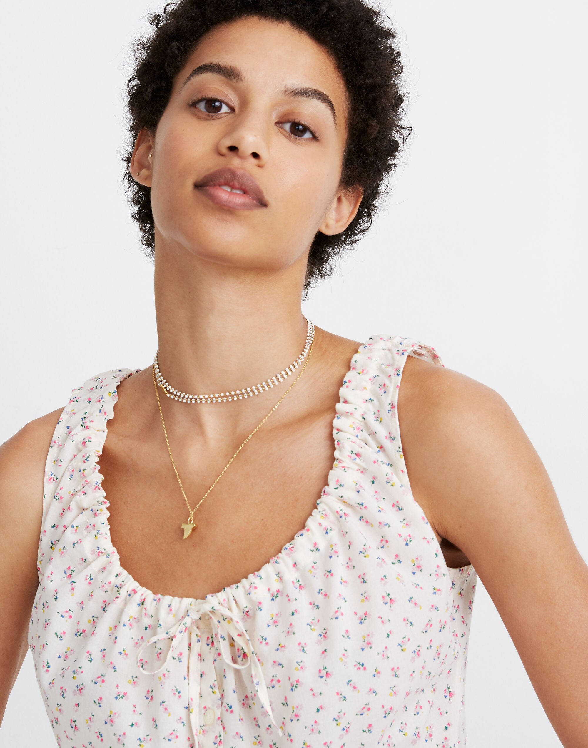 Shirred Drawstring Tank Top in Bright Buds