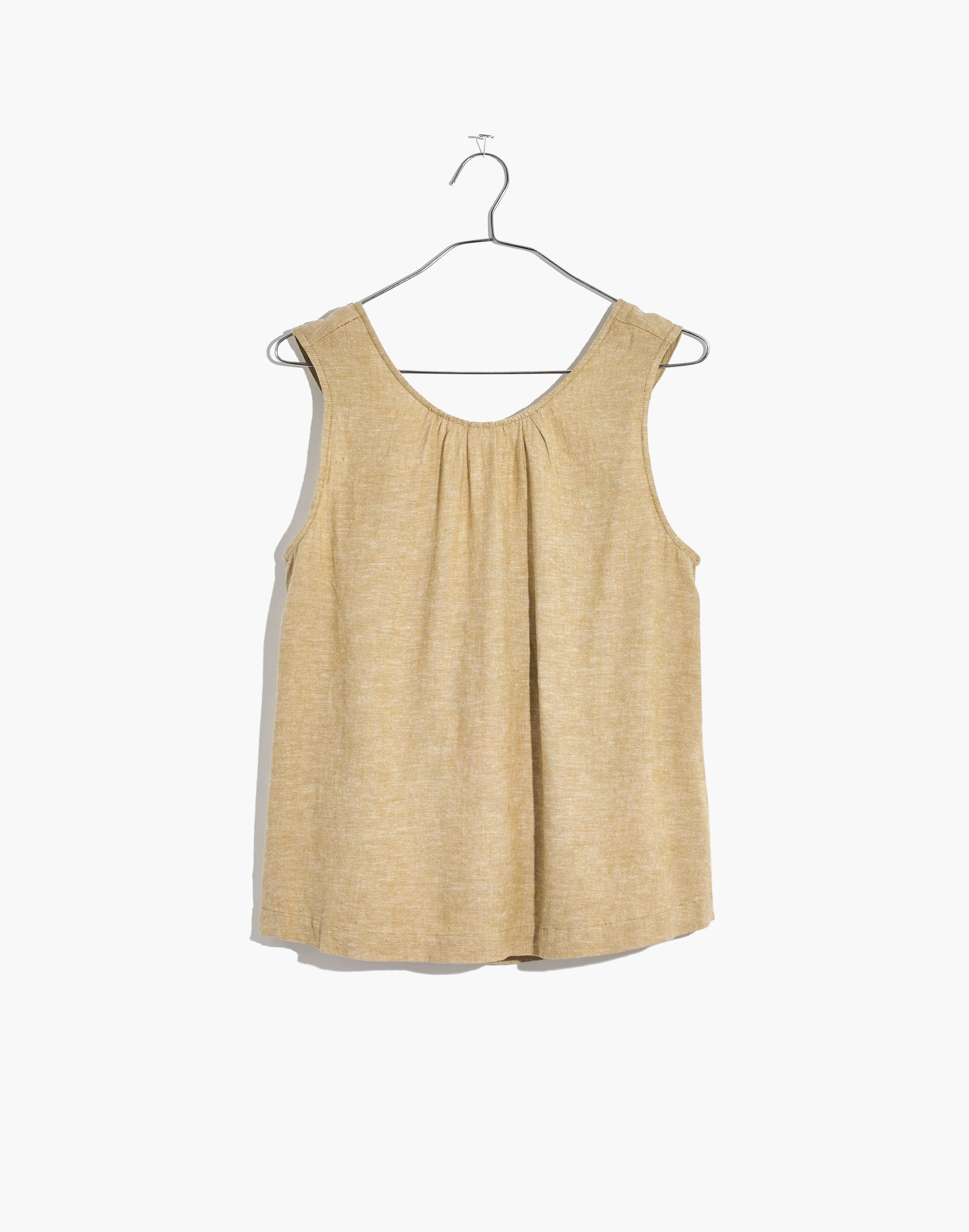 Linen-Blend Cinch-Back Tank Top