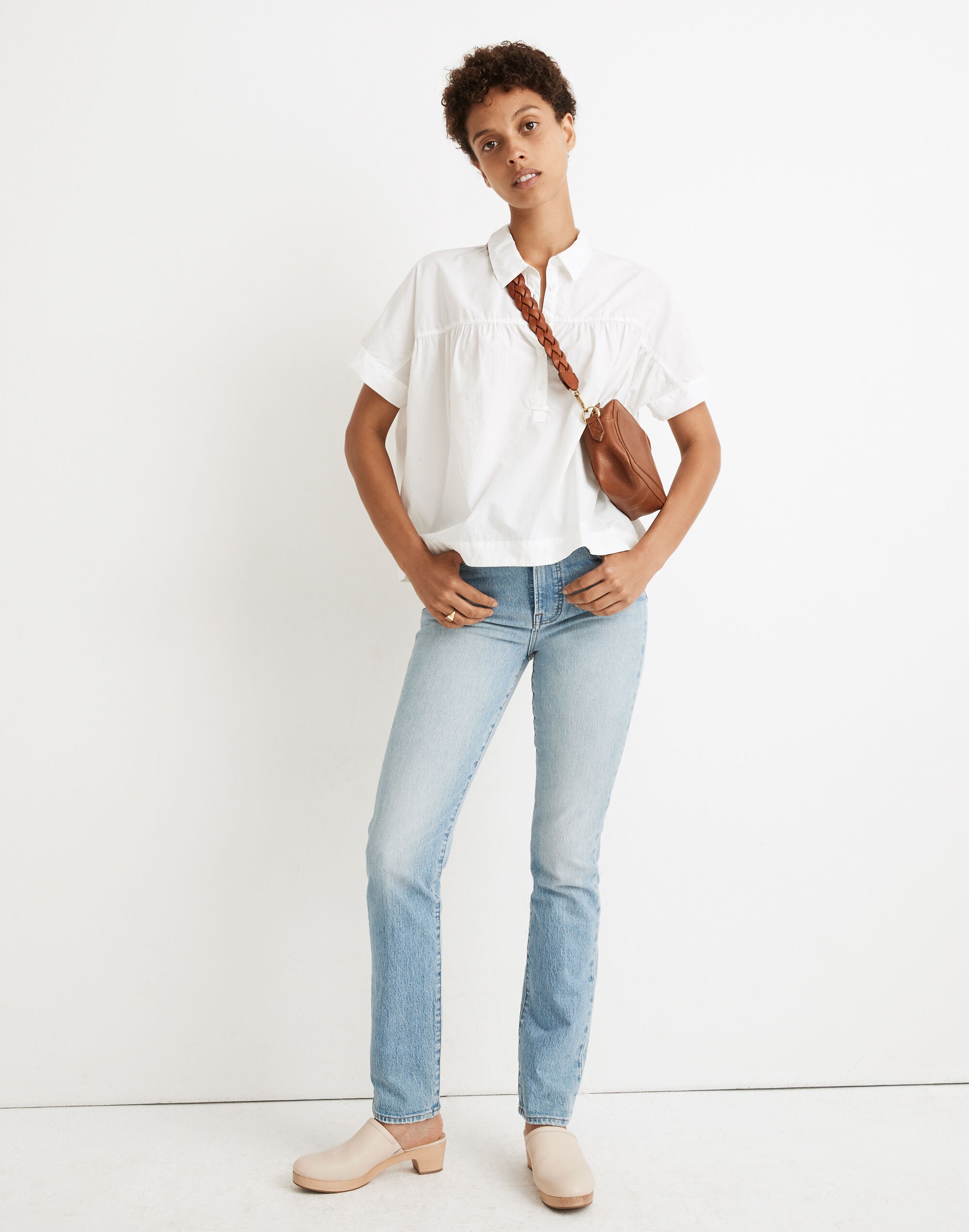 Shirred-Yoke Popover Top