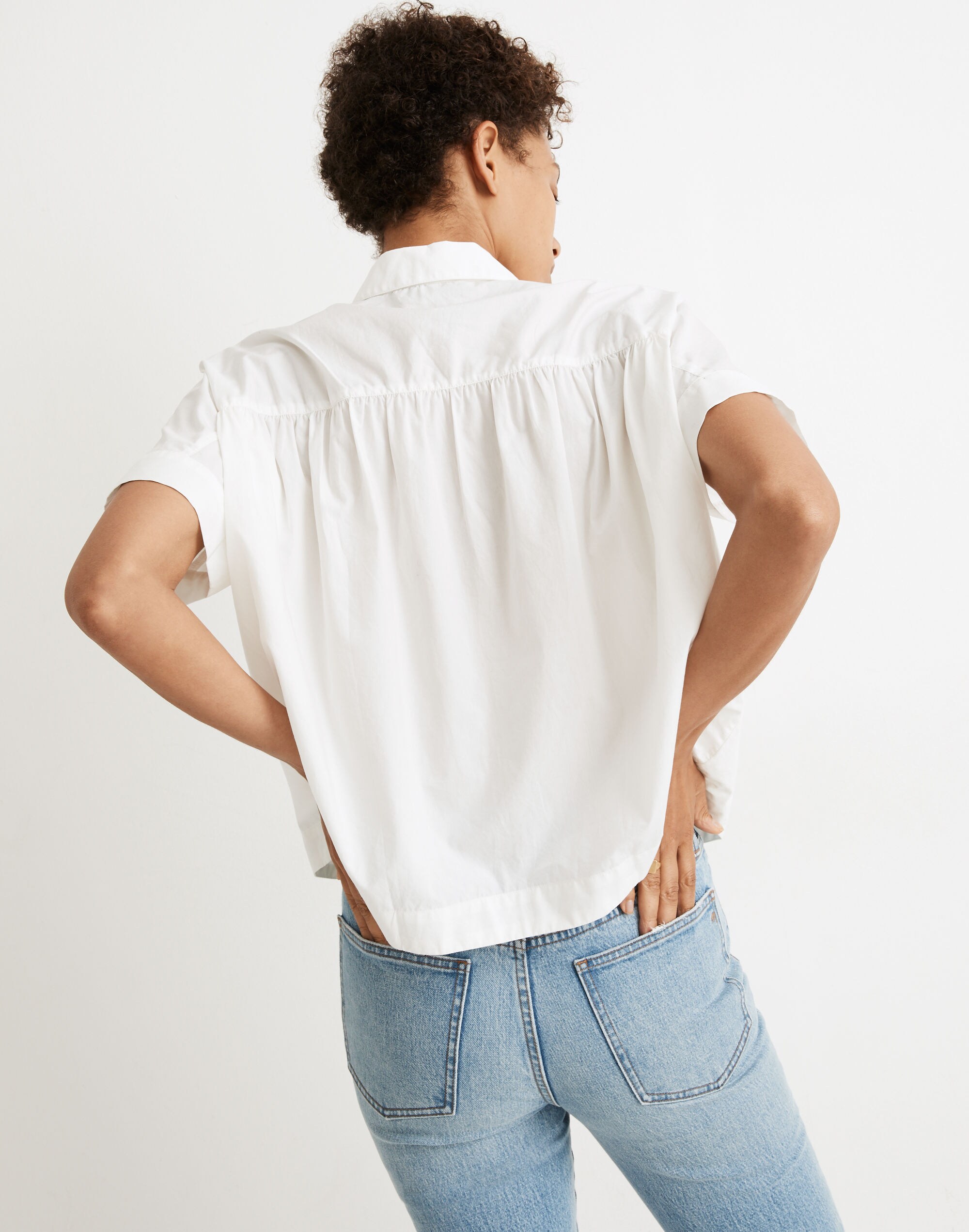 Shirred-Yoke Popover Top