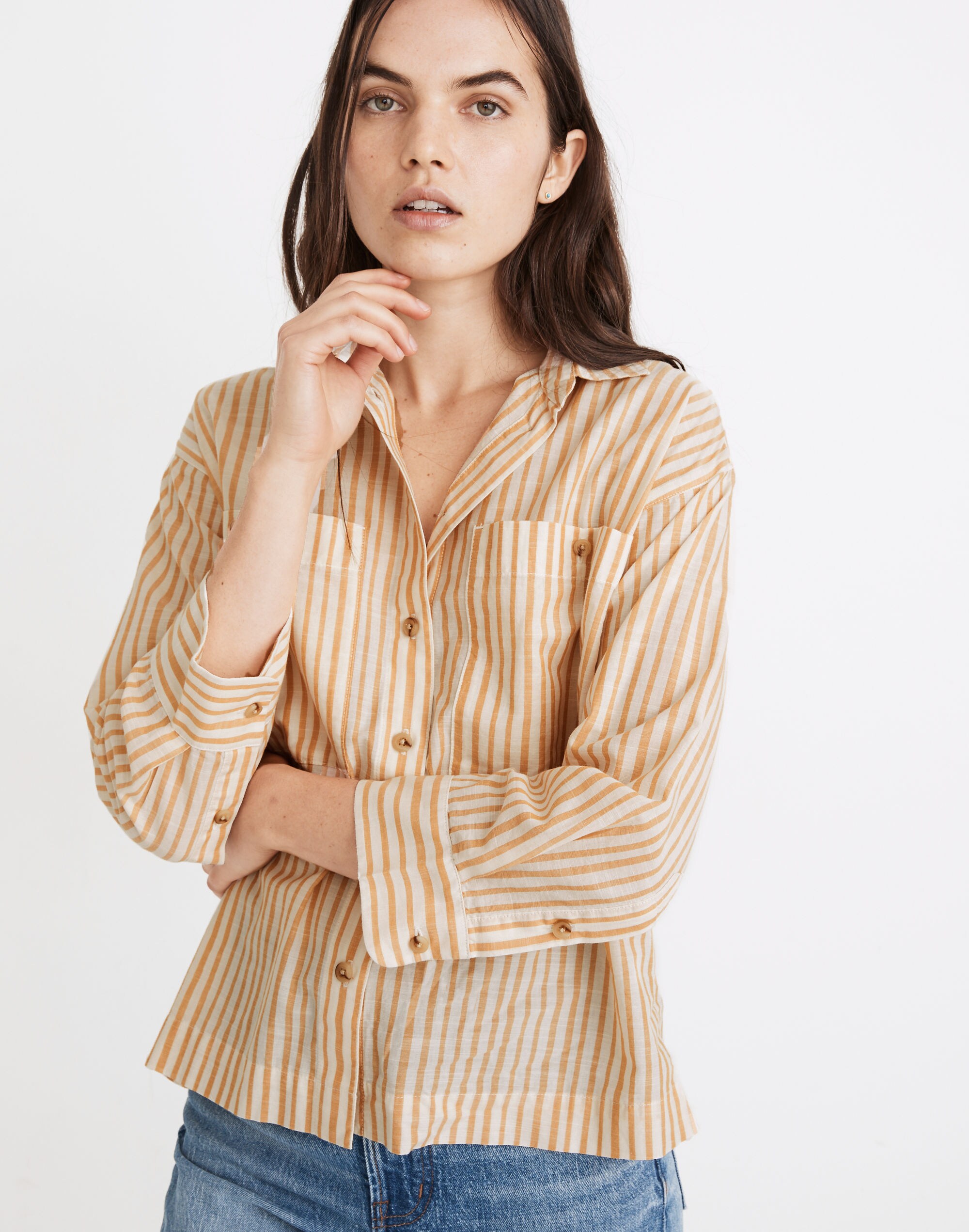 Boxy Workwear Shirt in Stripe