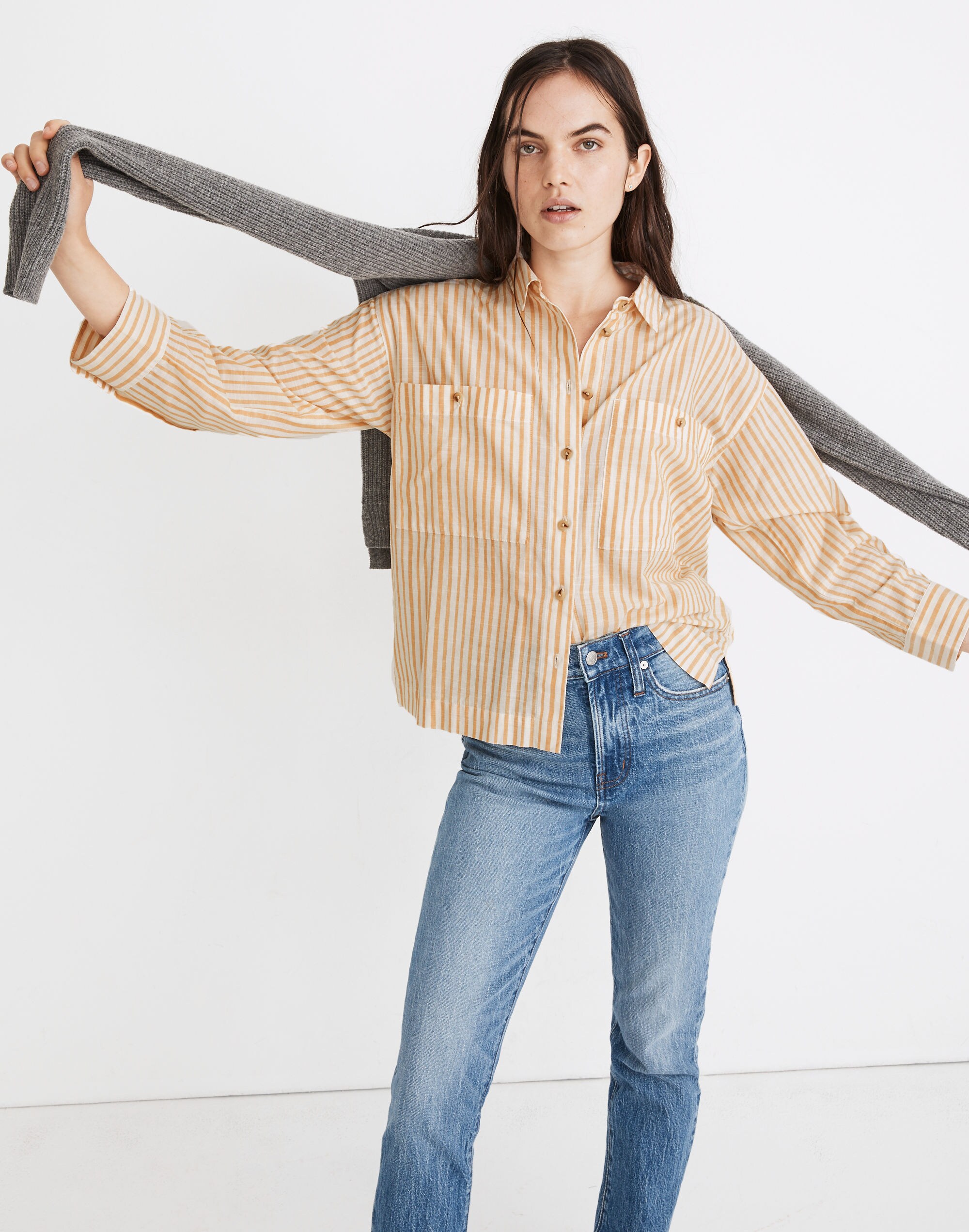 Boxy Workwear Shirt in Stripe