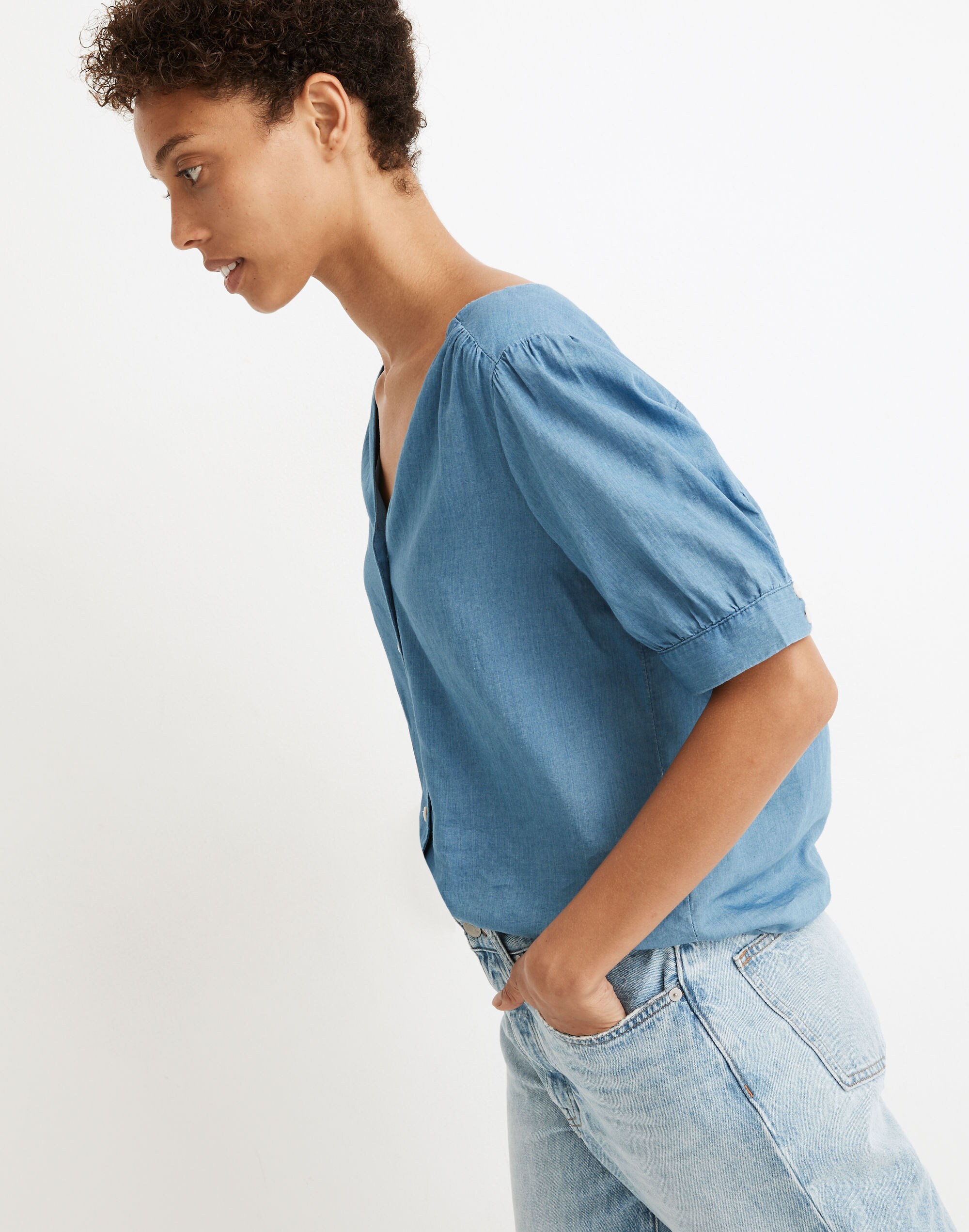 Denim Plaza Button-Front Shirt