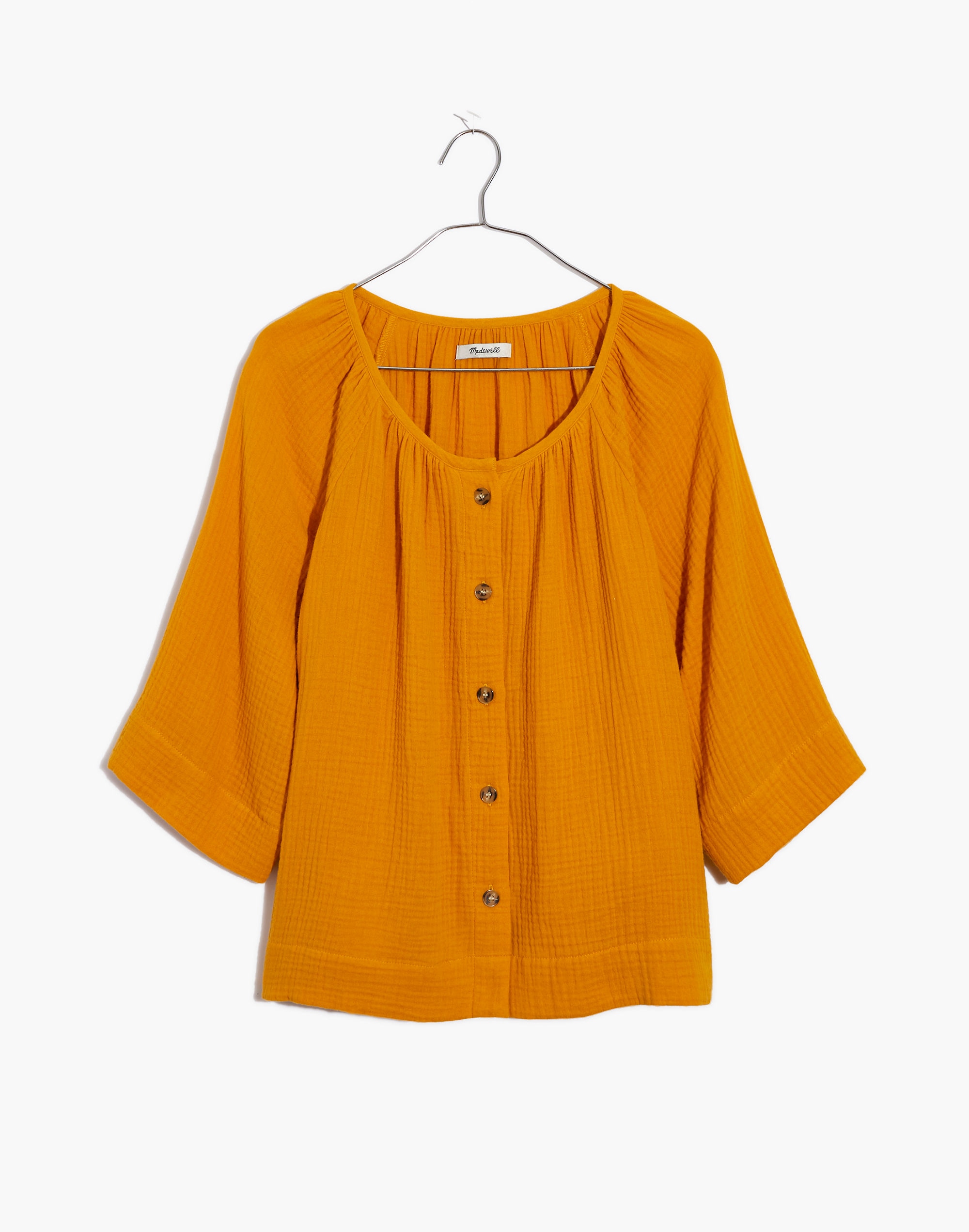 Gauze Button-Front Raglan Top