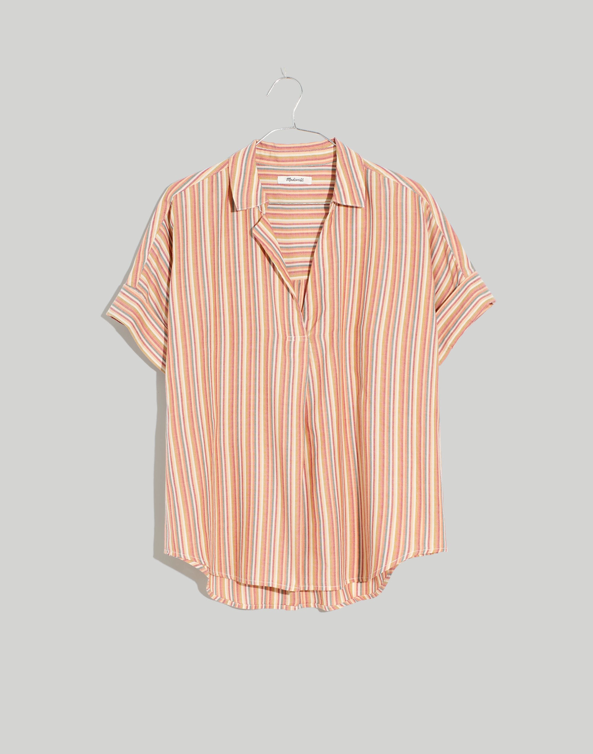 Courier Button-Back Shirt in Rainbow Stripe