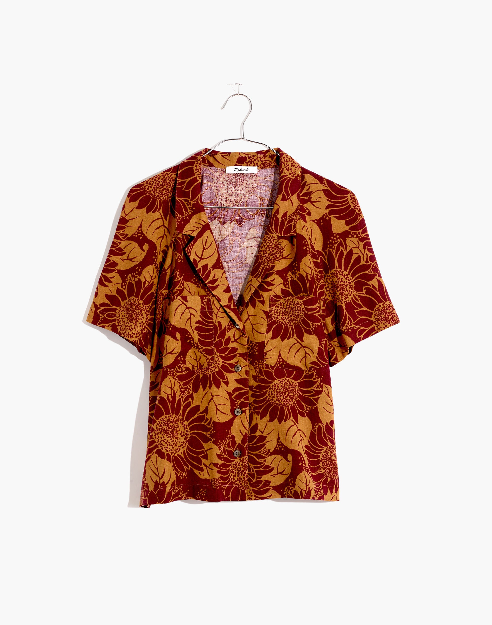 Linen-Blend Raglan Camp Shirt in Sunflower Season