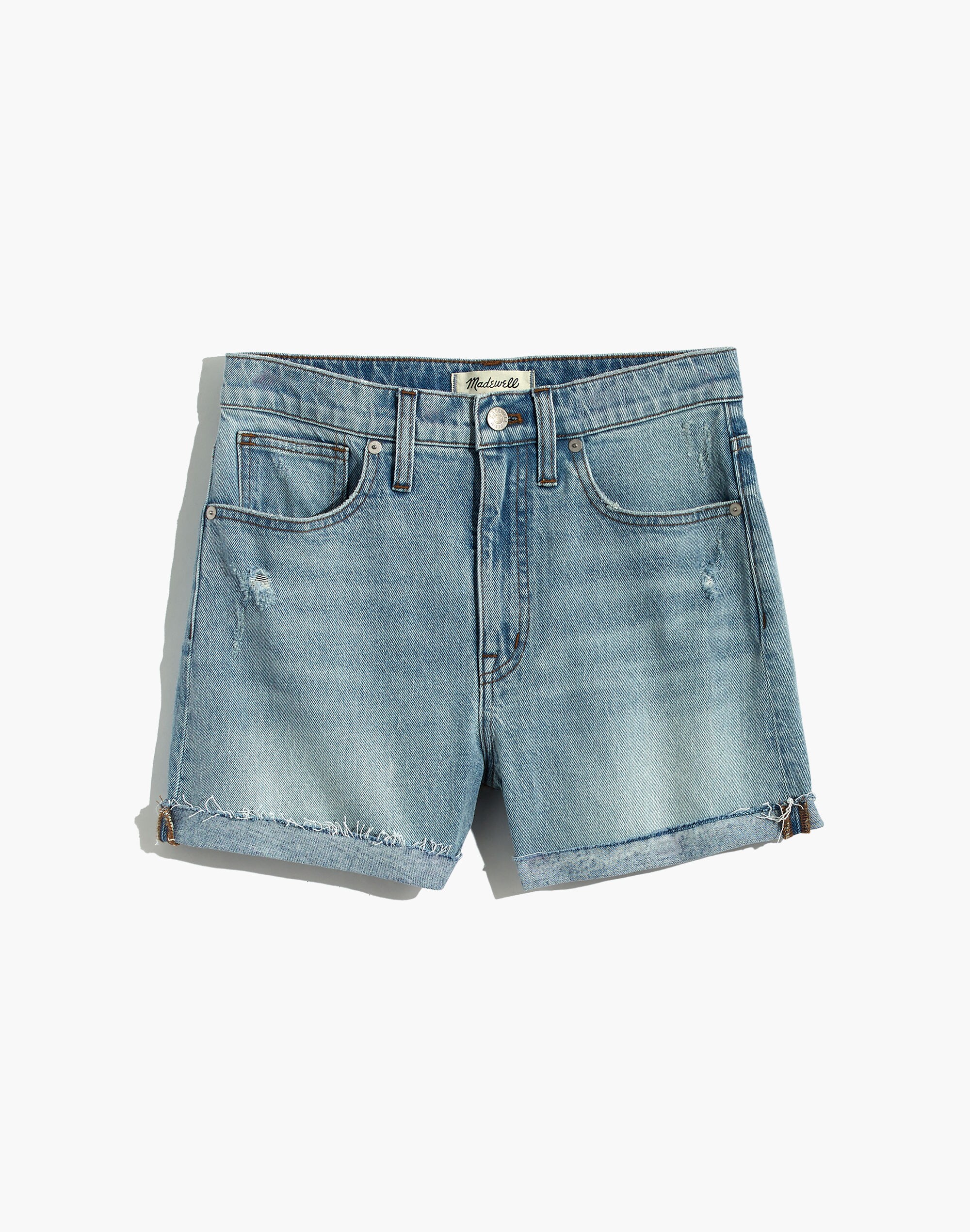High-Rise Denim Shorts in Cantrell Wash: TENCEL&trade; Lyocell Edition