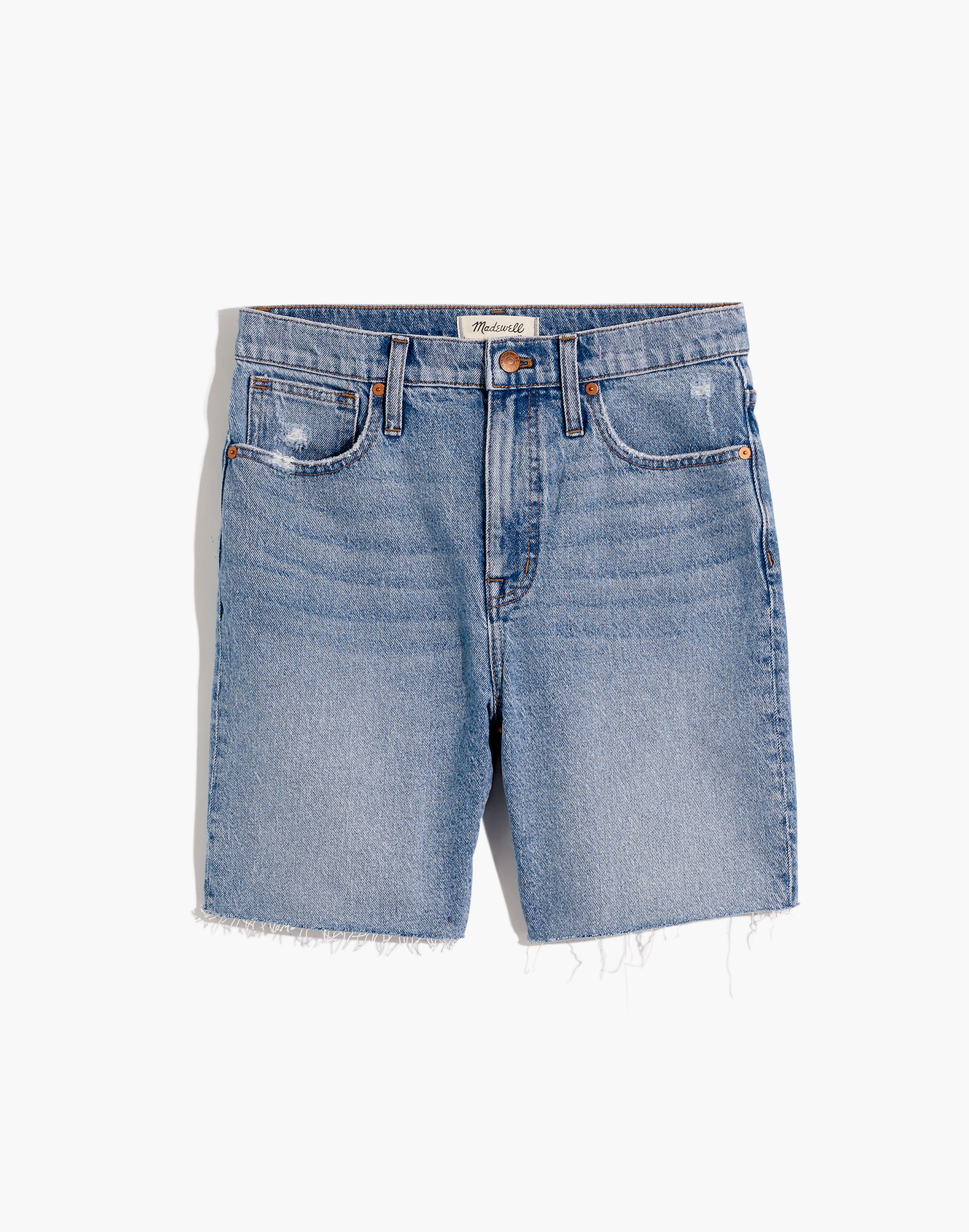 High-Rise Mid-Length Denim Shorts in Lawndale Wash: TENCEL&trade; Lyocell Edition