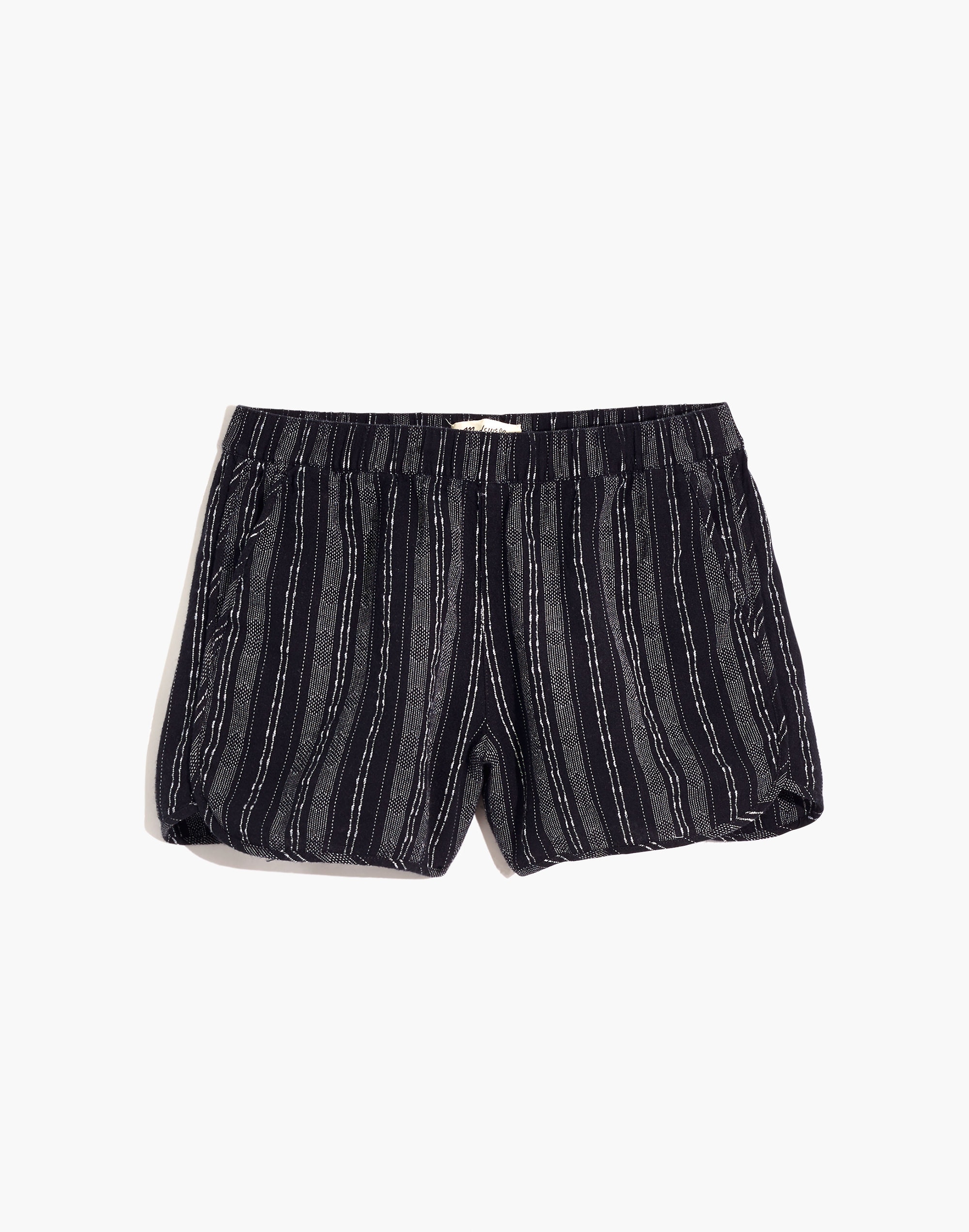 Linen-Cotton Pull-On Shorts in Jacquard Stripe