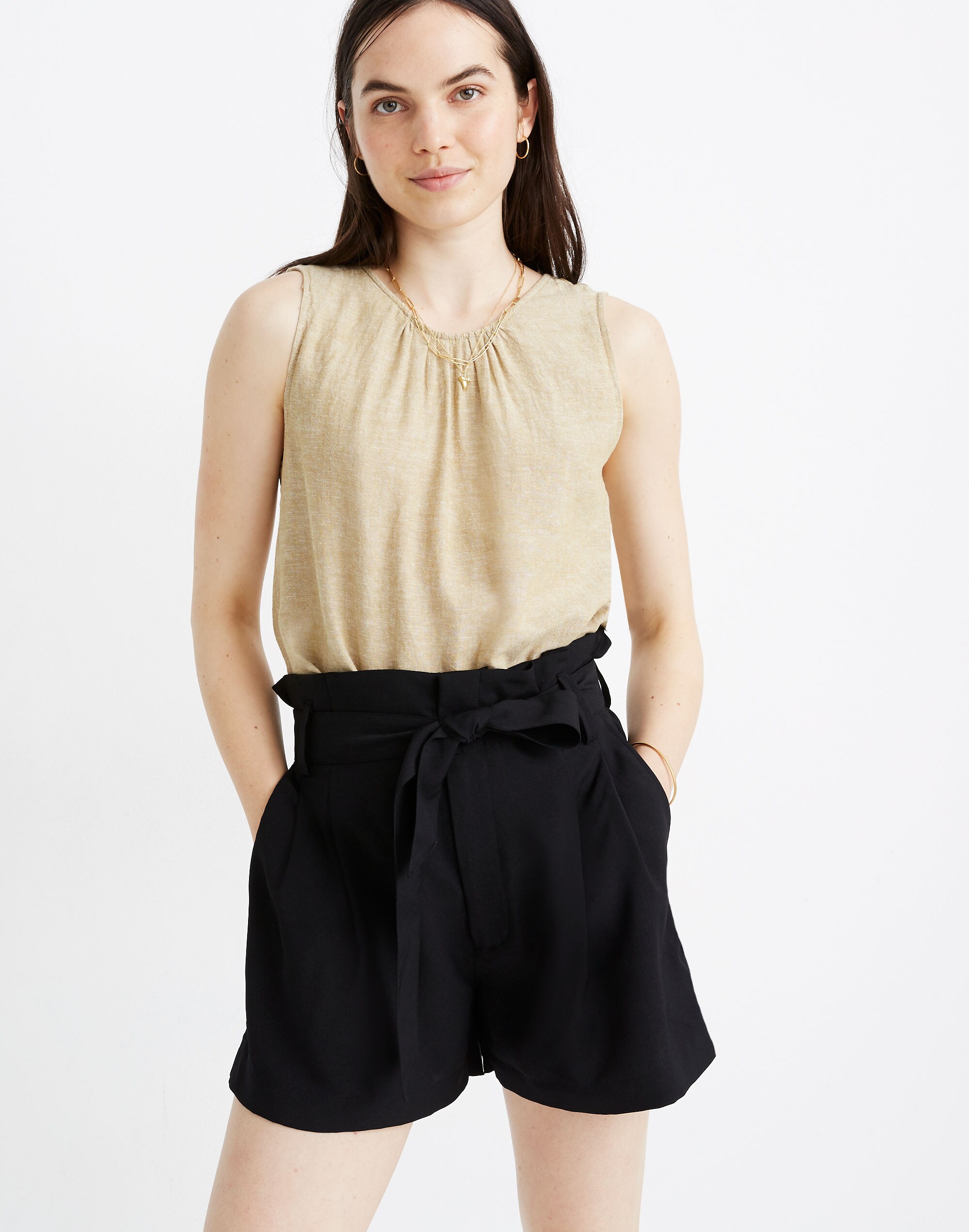 drapey paperbag shorts