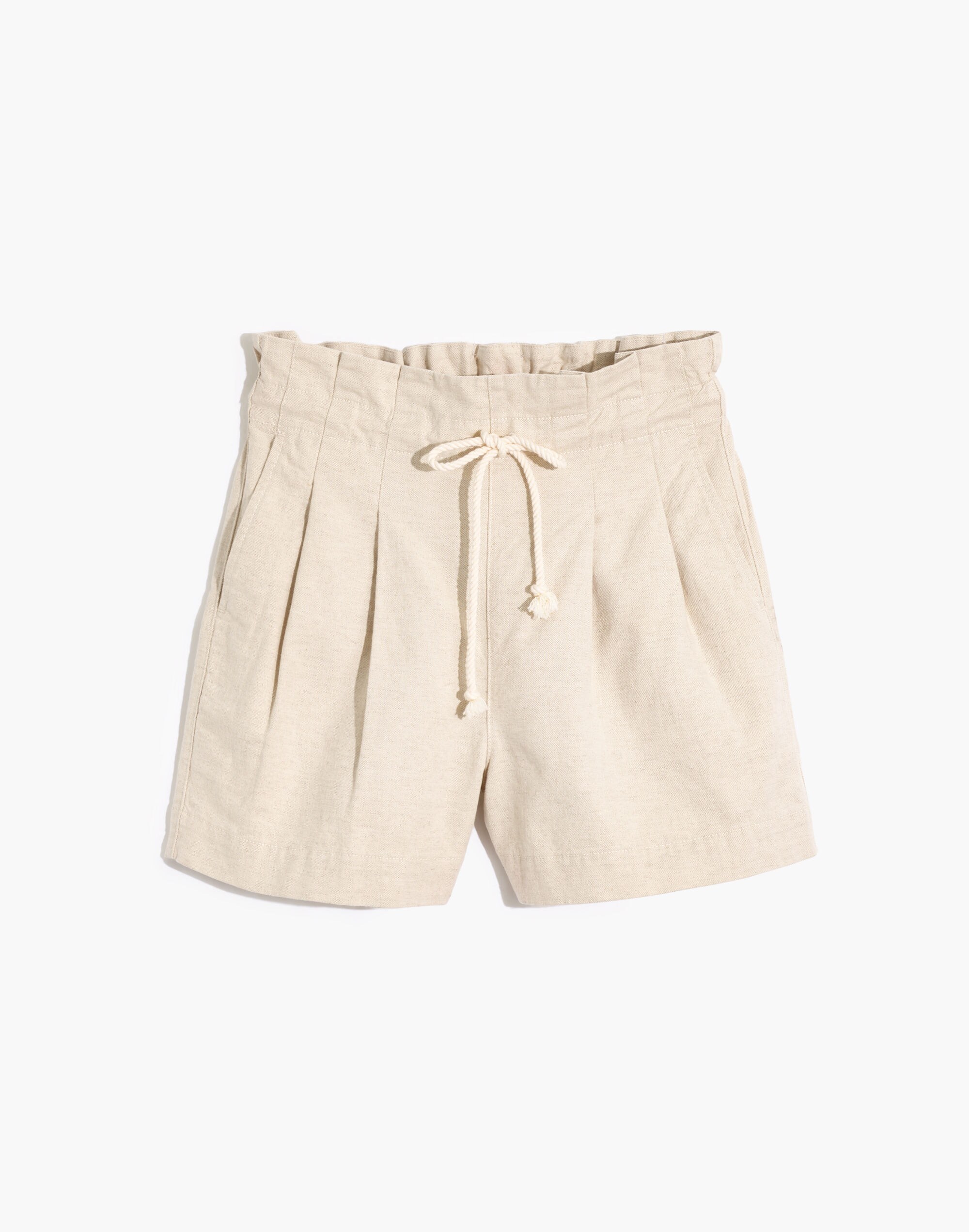 Drawstring Pull-On Paperbag Shorts