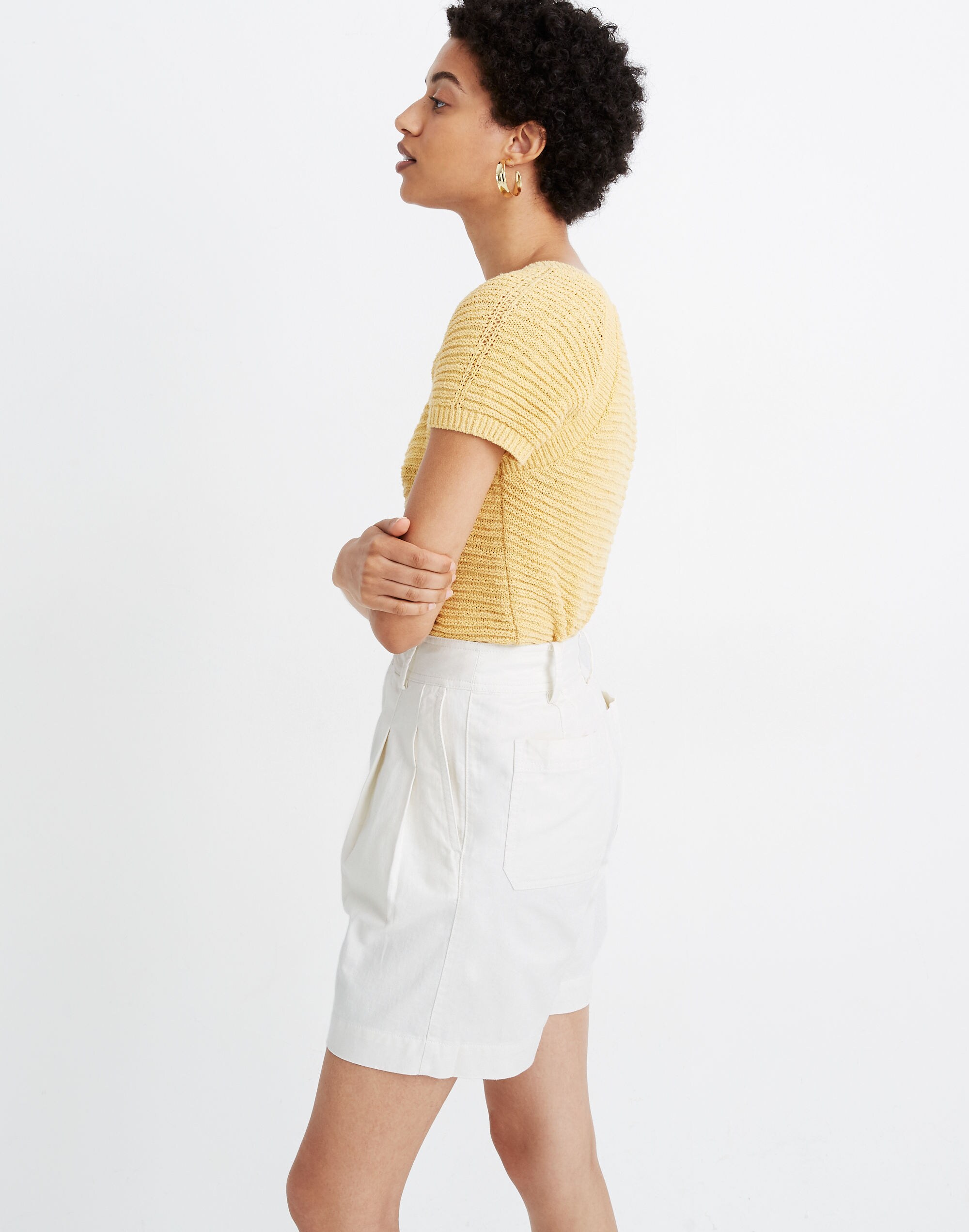 Pleated Mid-Length Shorts