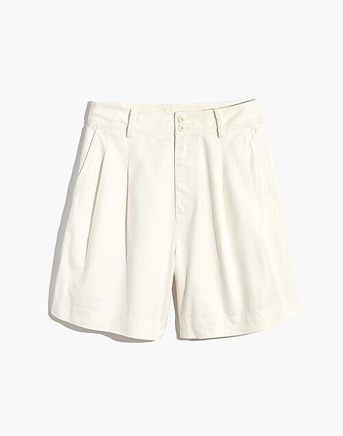 Cotton/Linen Double Pleated Shorts - White — The Anthology