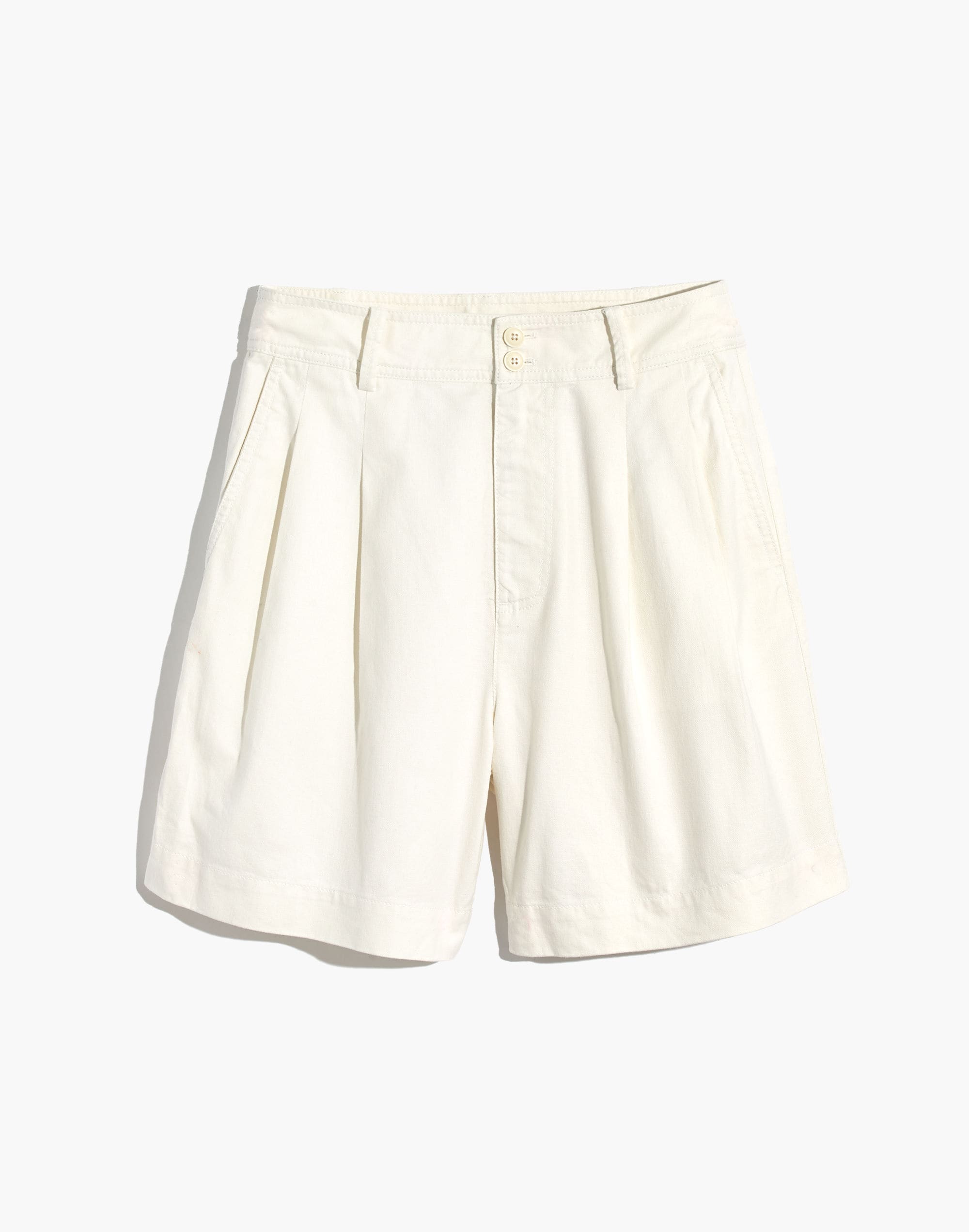 Pleated Mid-Length Shorts