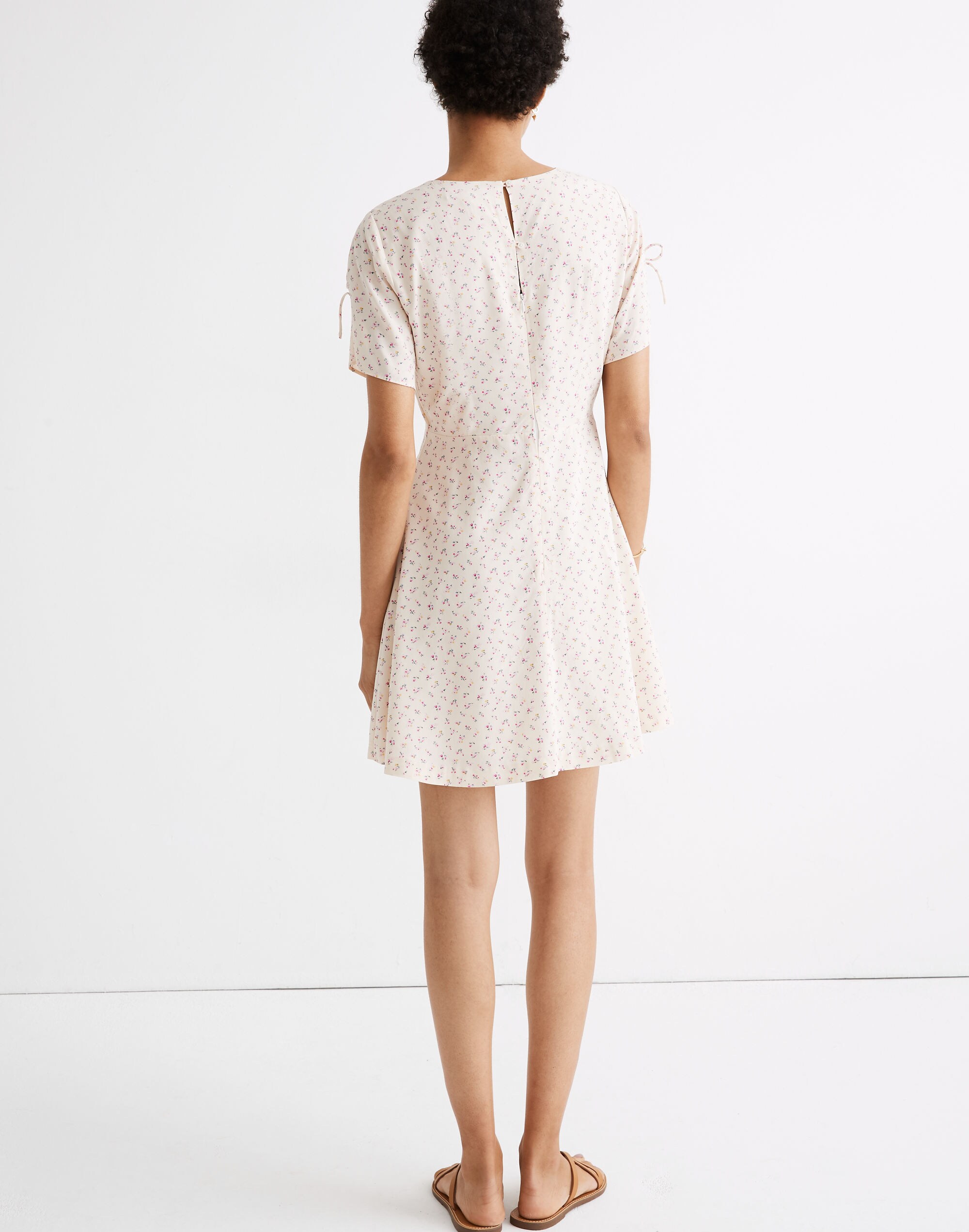 Petite Tie-Sleeve Retro Dress in Dutch Dandelions