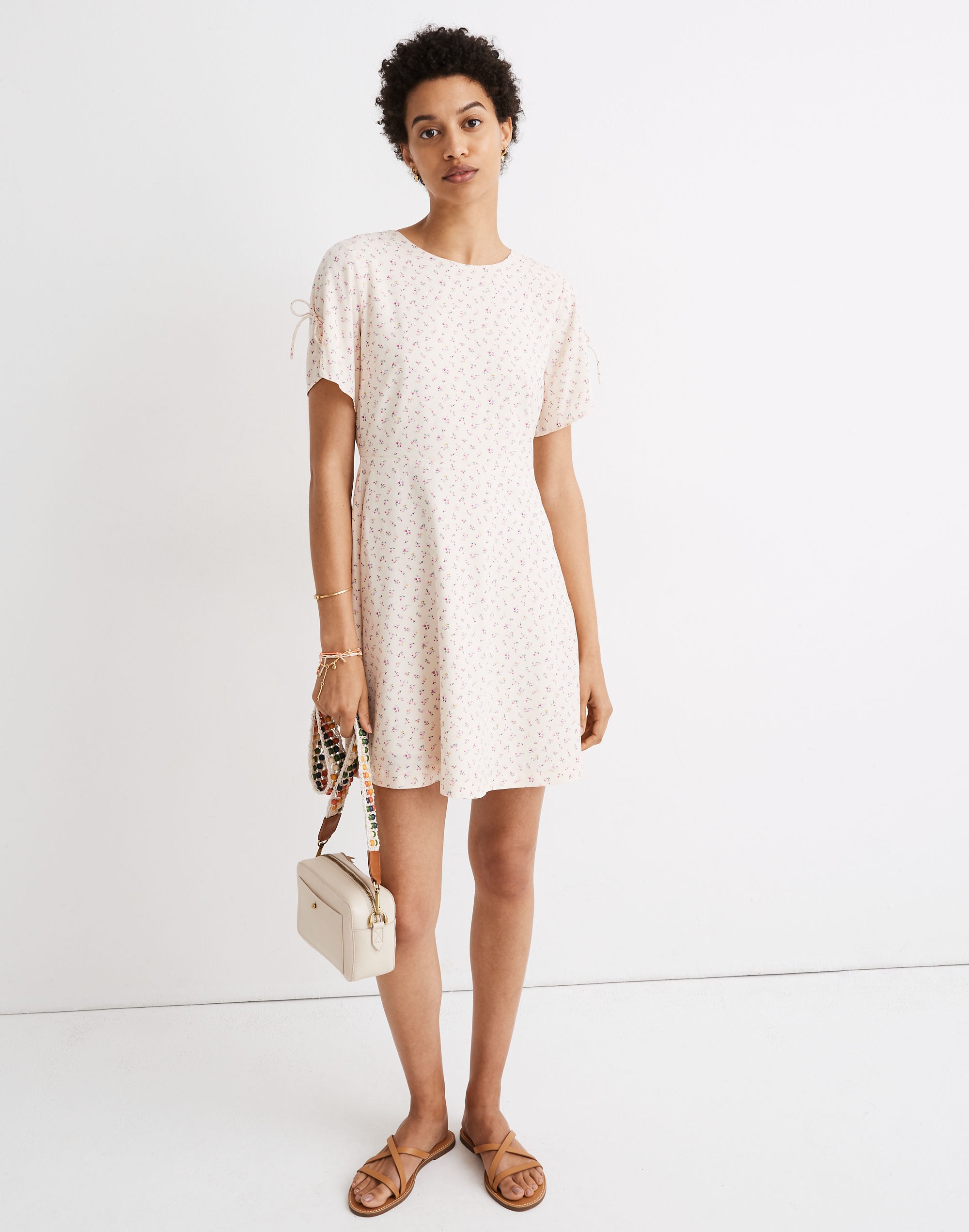 Petite Tie-Sleeve Retro Dress in Dutch Dandelions