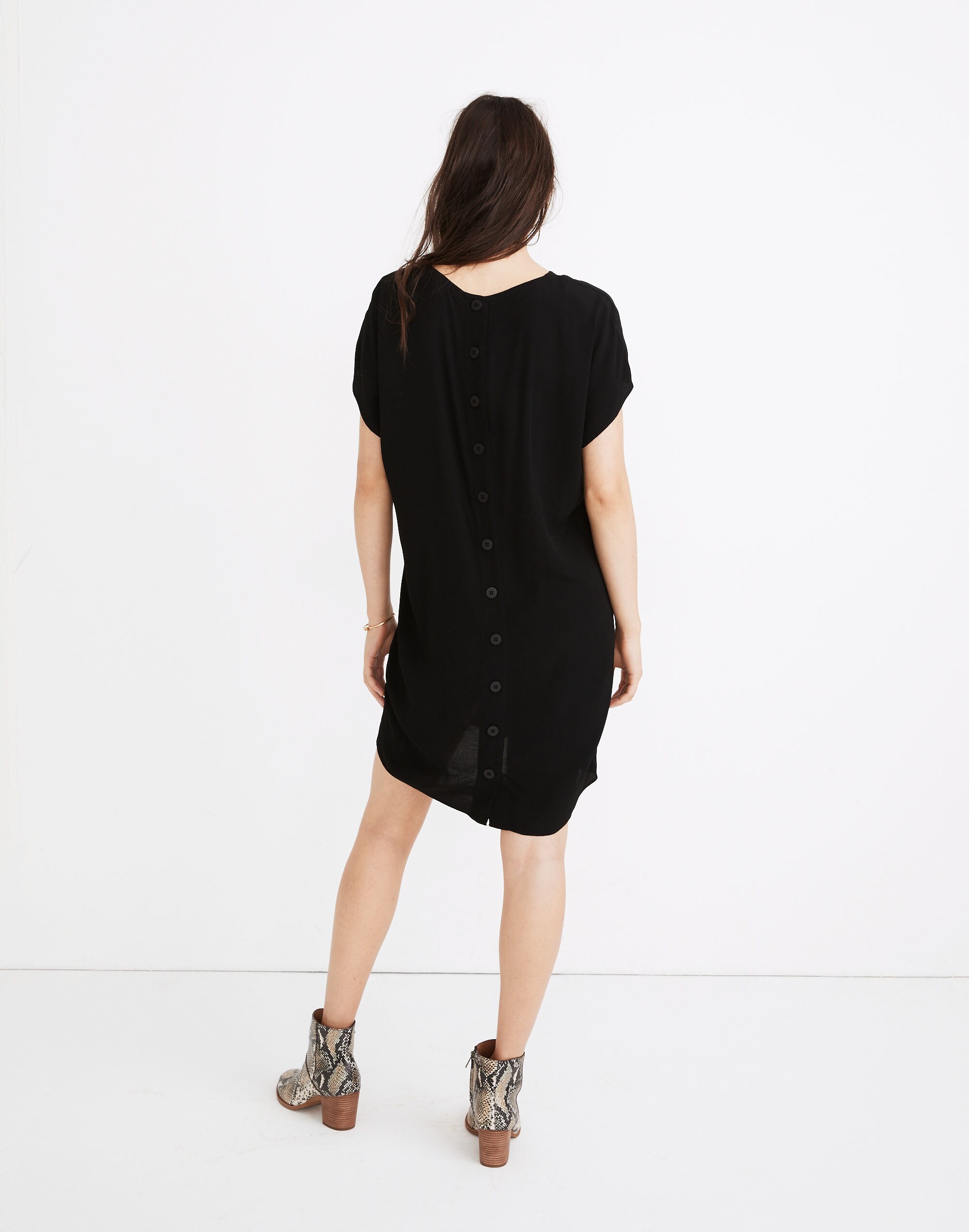 Crewneck Button-Back Easy Dress
