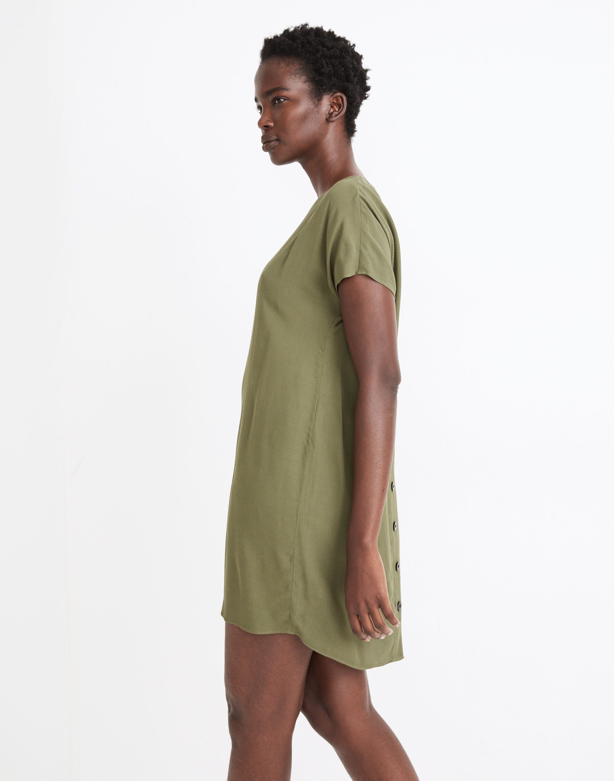 Crewneck Button-Back Easy Dress
