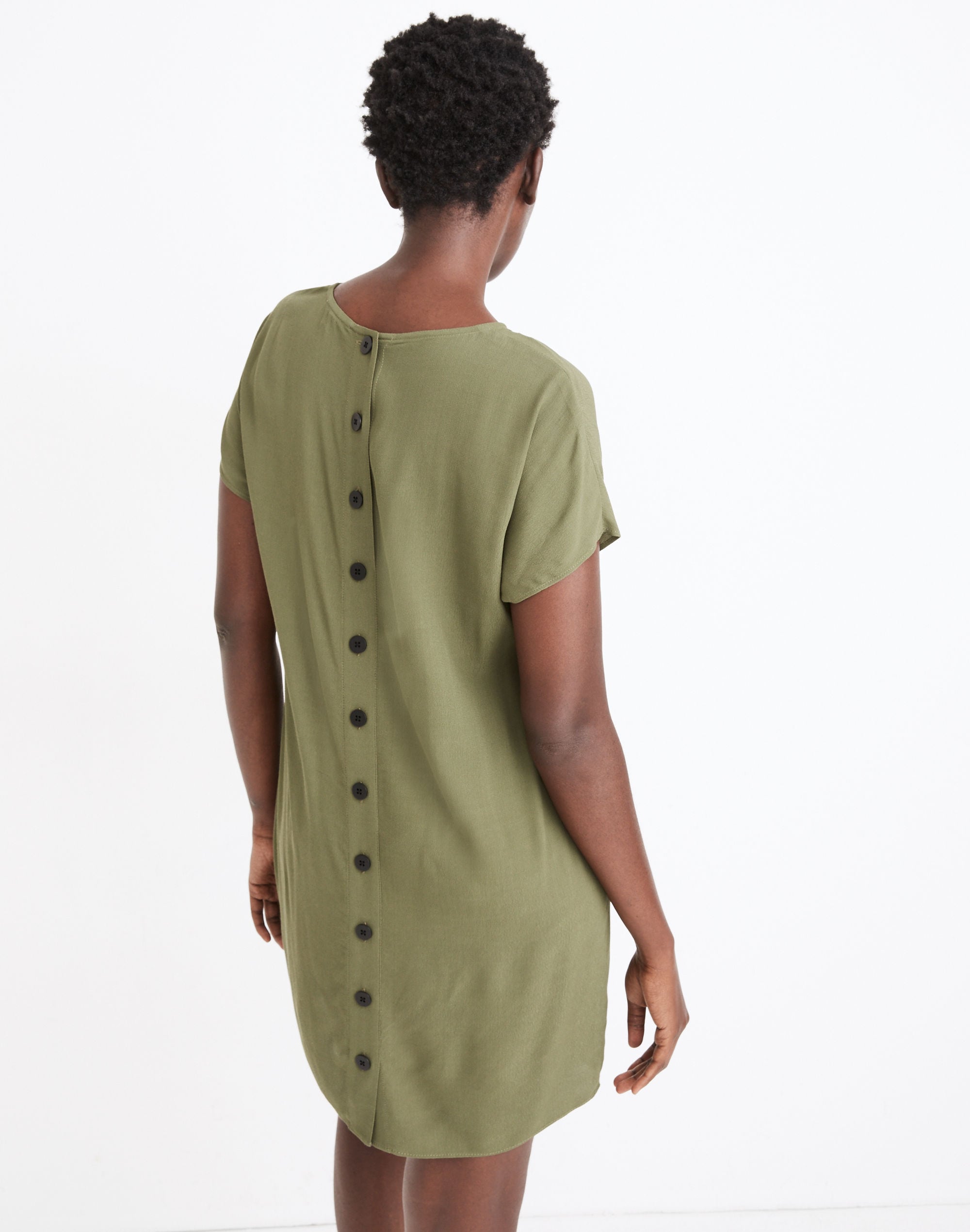 Crewneck Button-Back Easy Dress