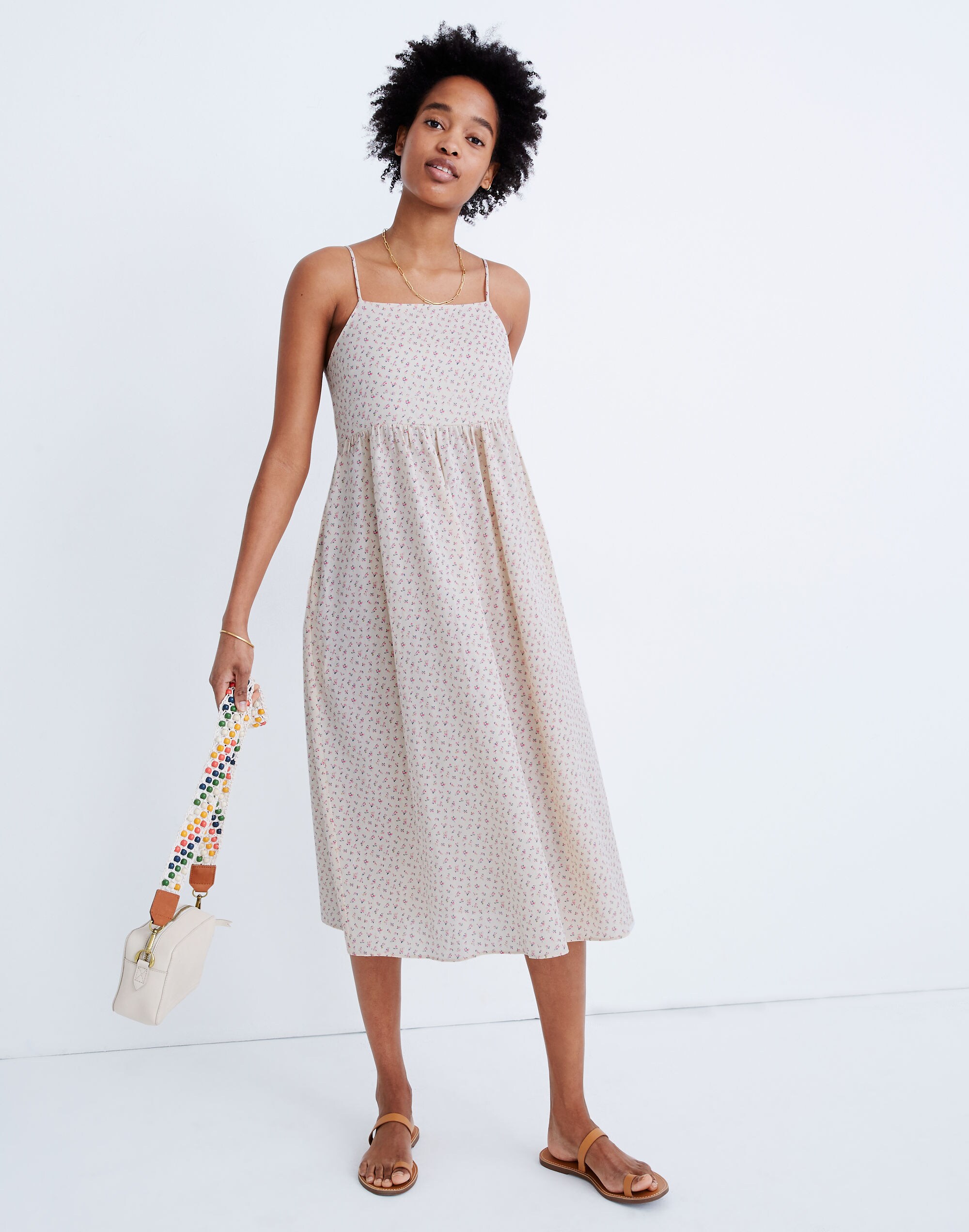 Women's Cami TieStrap Sundress in Bright Buds Madewell