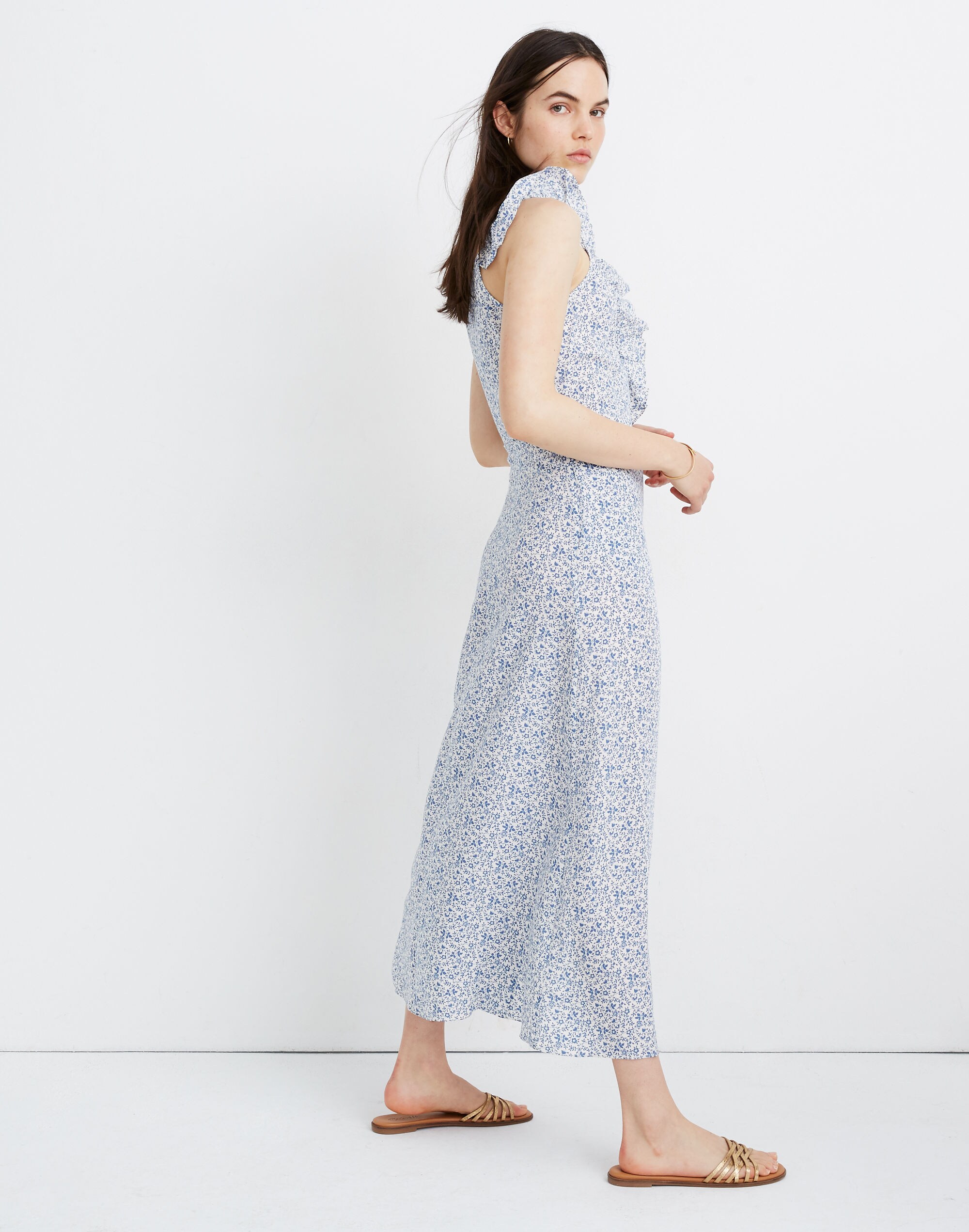 Ruffled Wrap Maxi Dress in Americana Floral